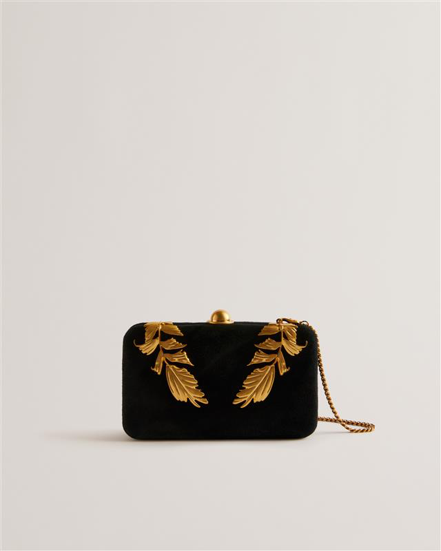 Leefi Leaf Detail Hardcase Clutch Bag Black