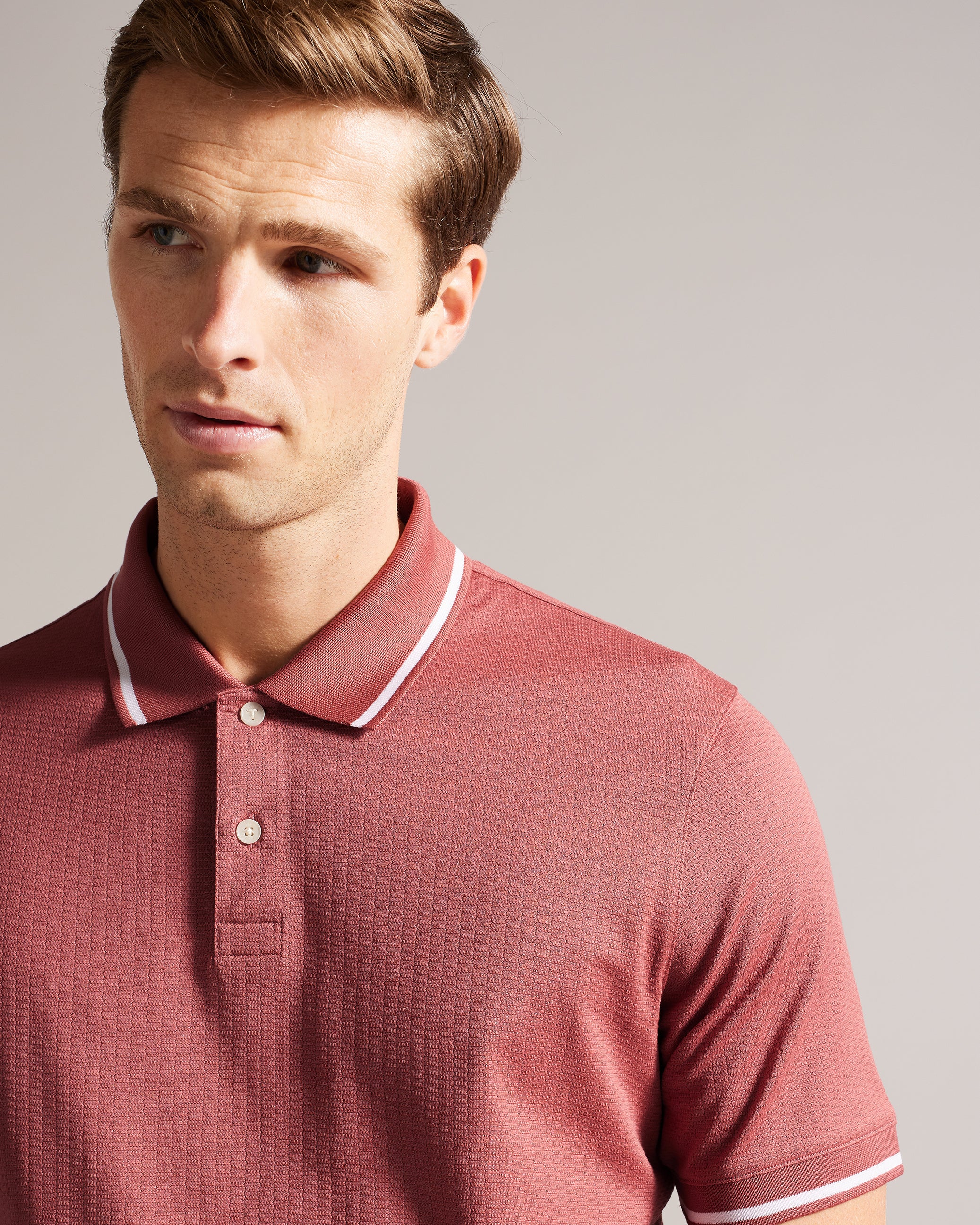 Erwen Regular Fit Textured Polo Shirt Mid-Pink