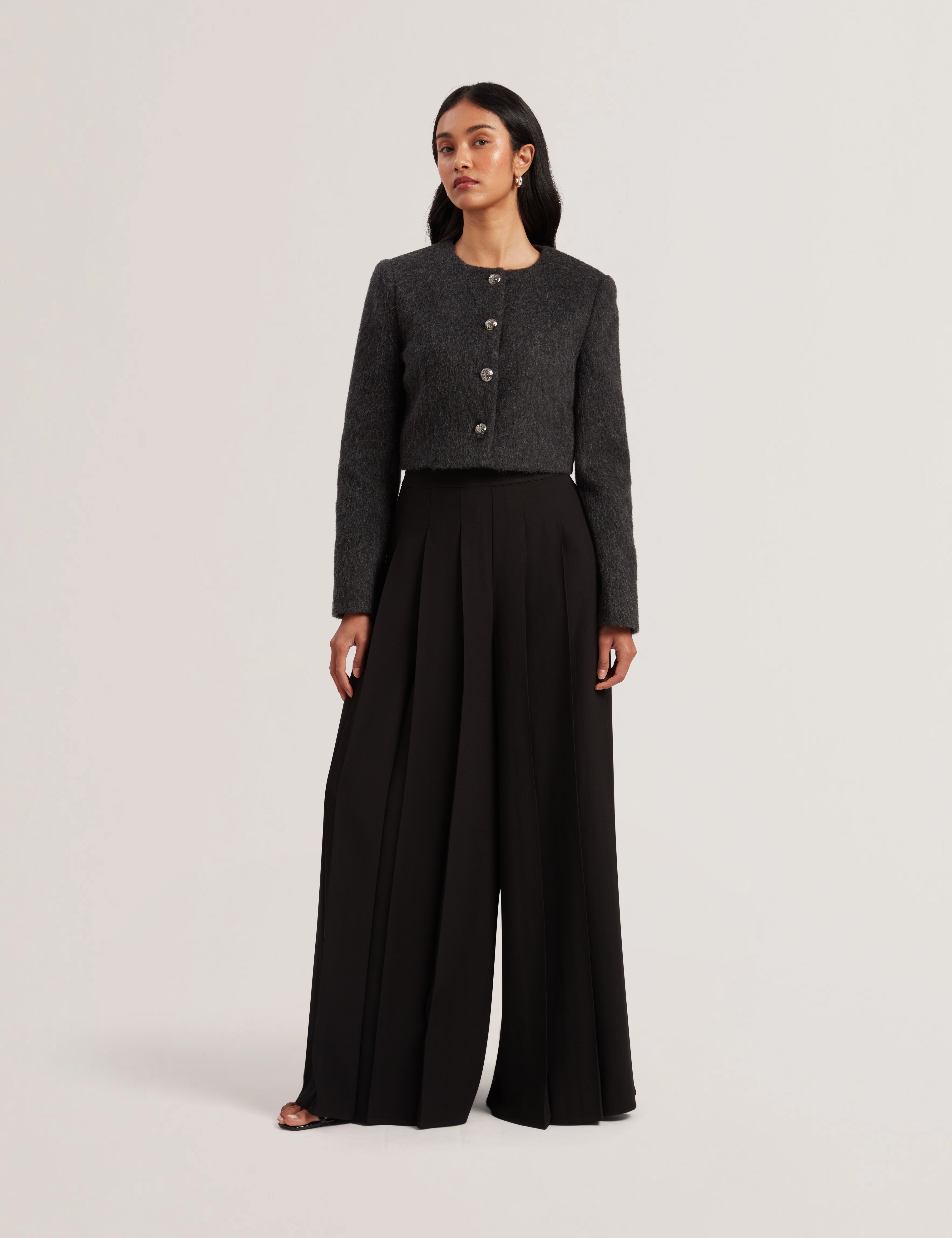 Buy Pleata Box Pleat Wide Leg Trouser Black for Women at Ted Baker KSA
