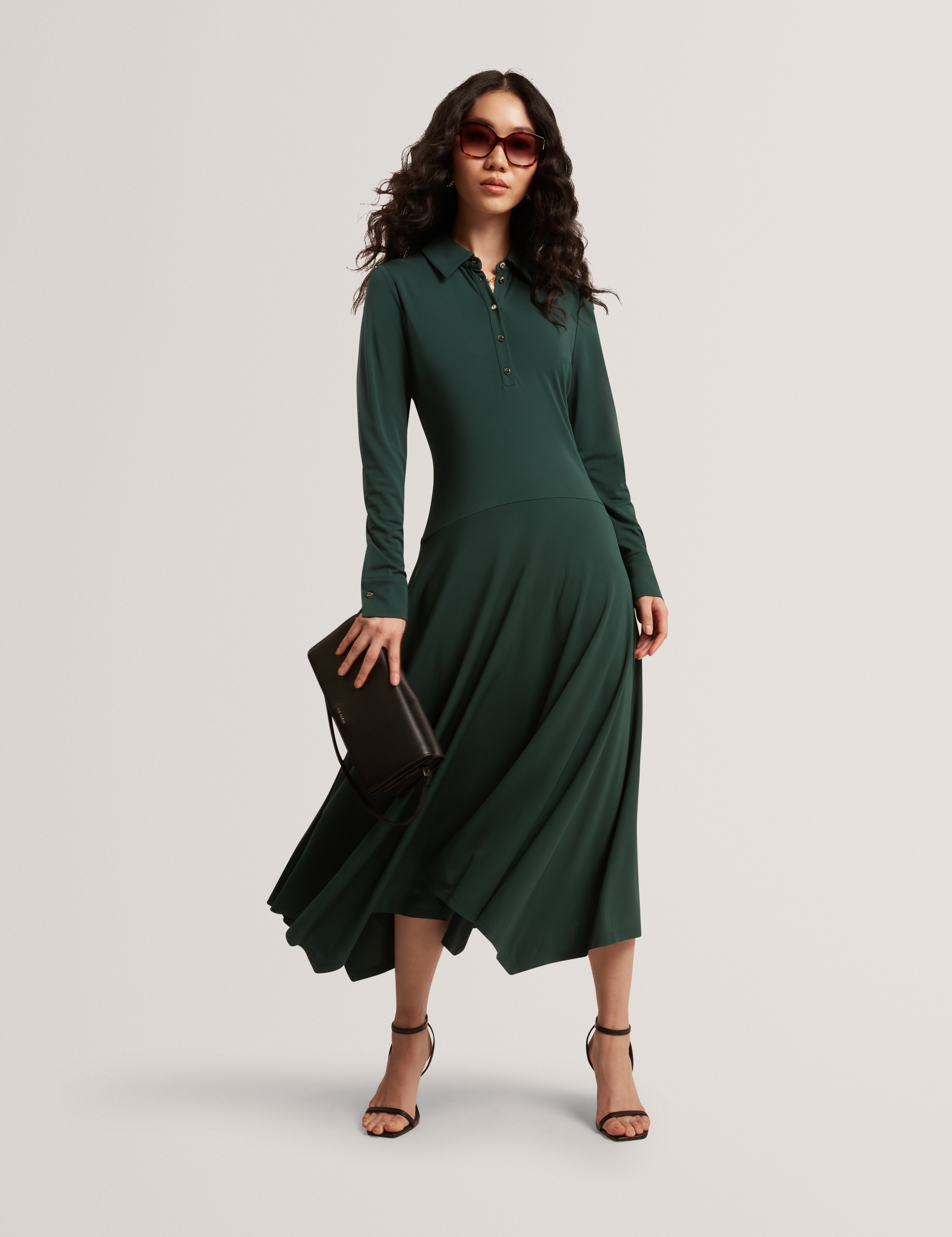 Ted Baker Green Dress Long Sleeve Ted Baker Midi Dress In Olive