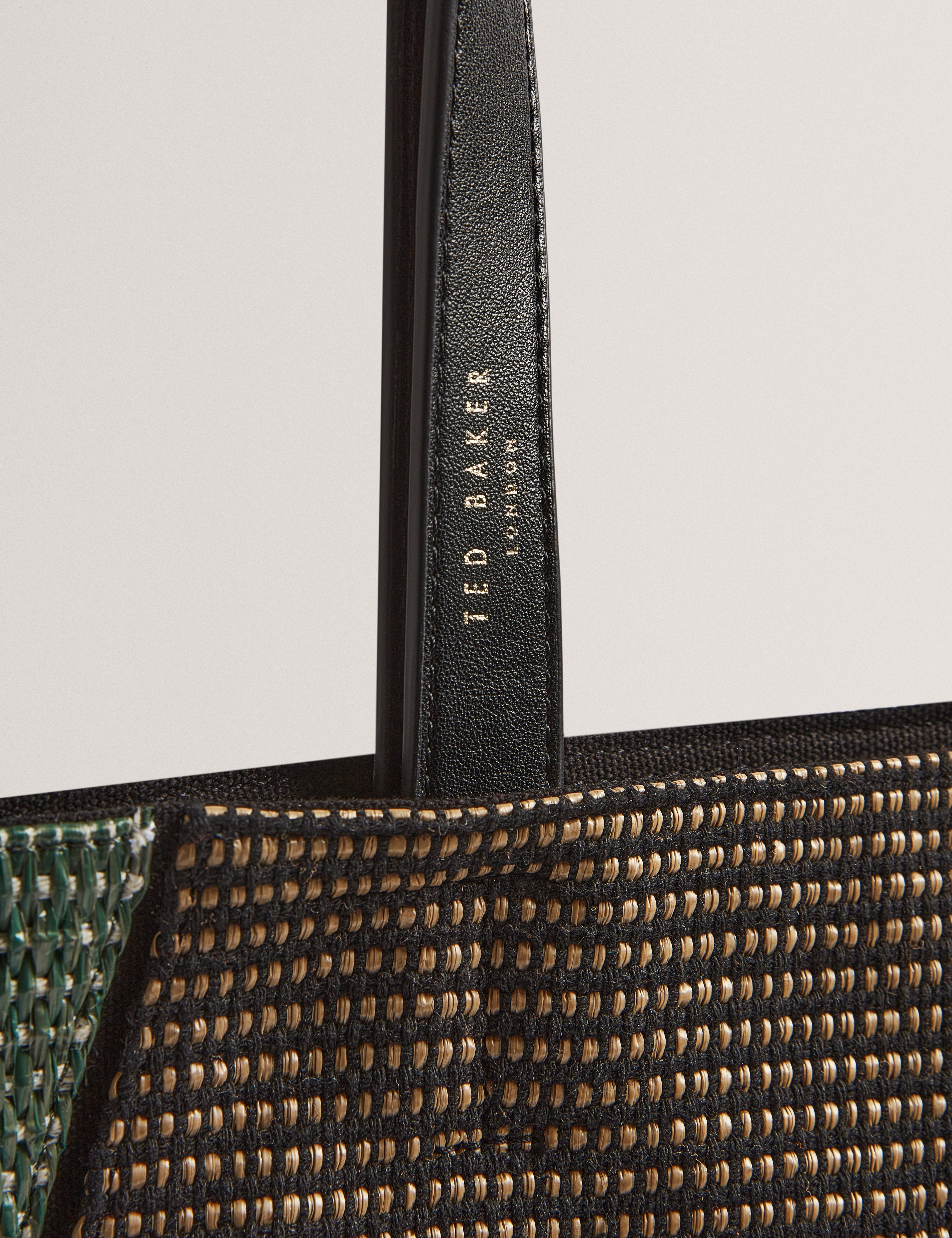 Shop Rafiya Raffia Collapsible Large Shopper Bag Black for