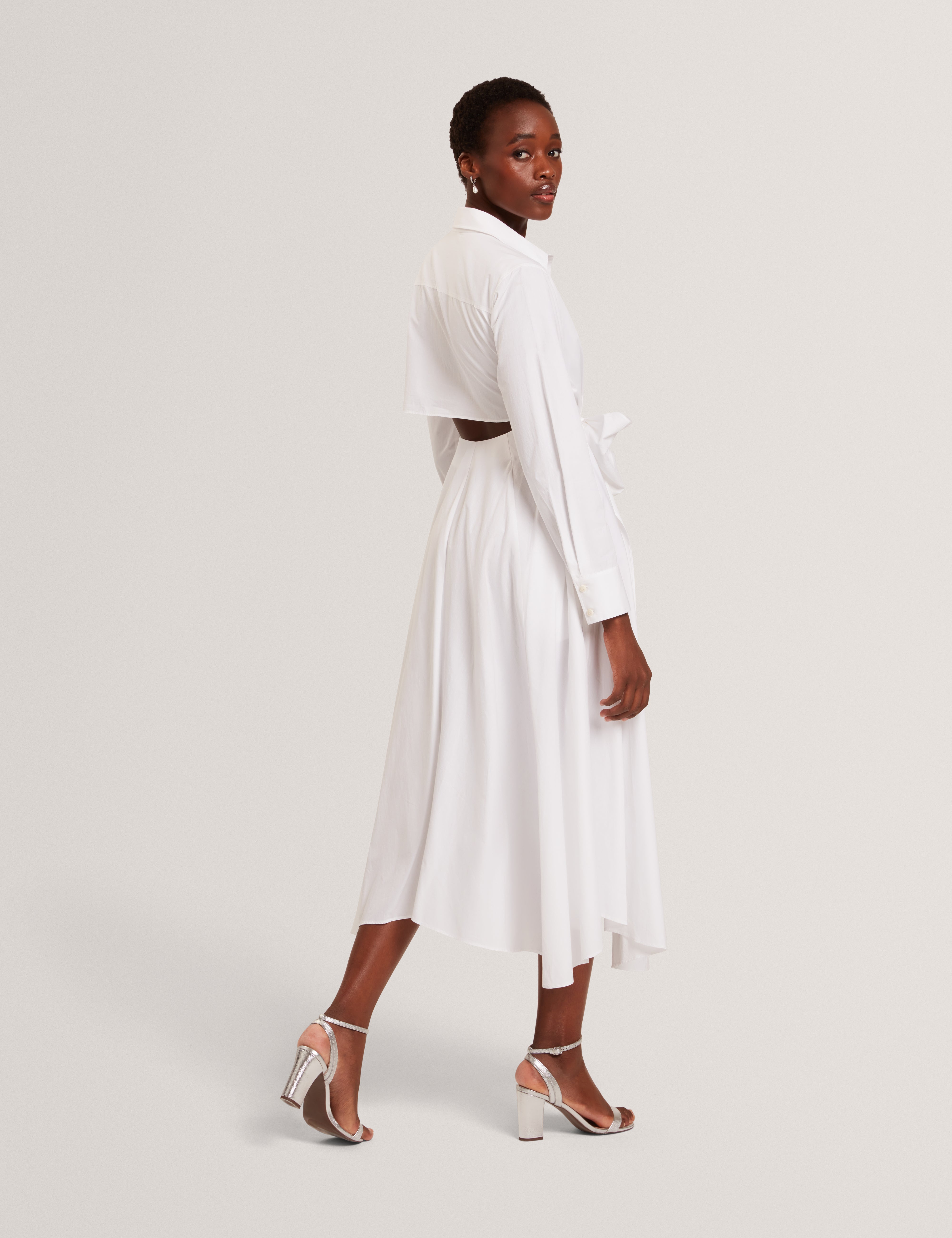 Ellisia Wrap Shirt Midi Dress White Ellisia Wrap Shirt Midi Dress White
