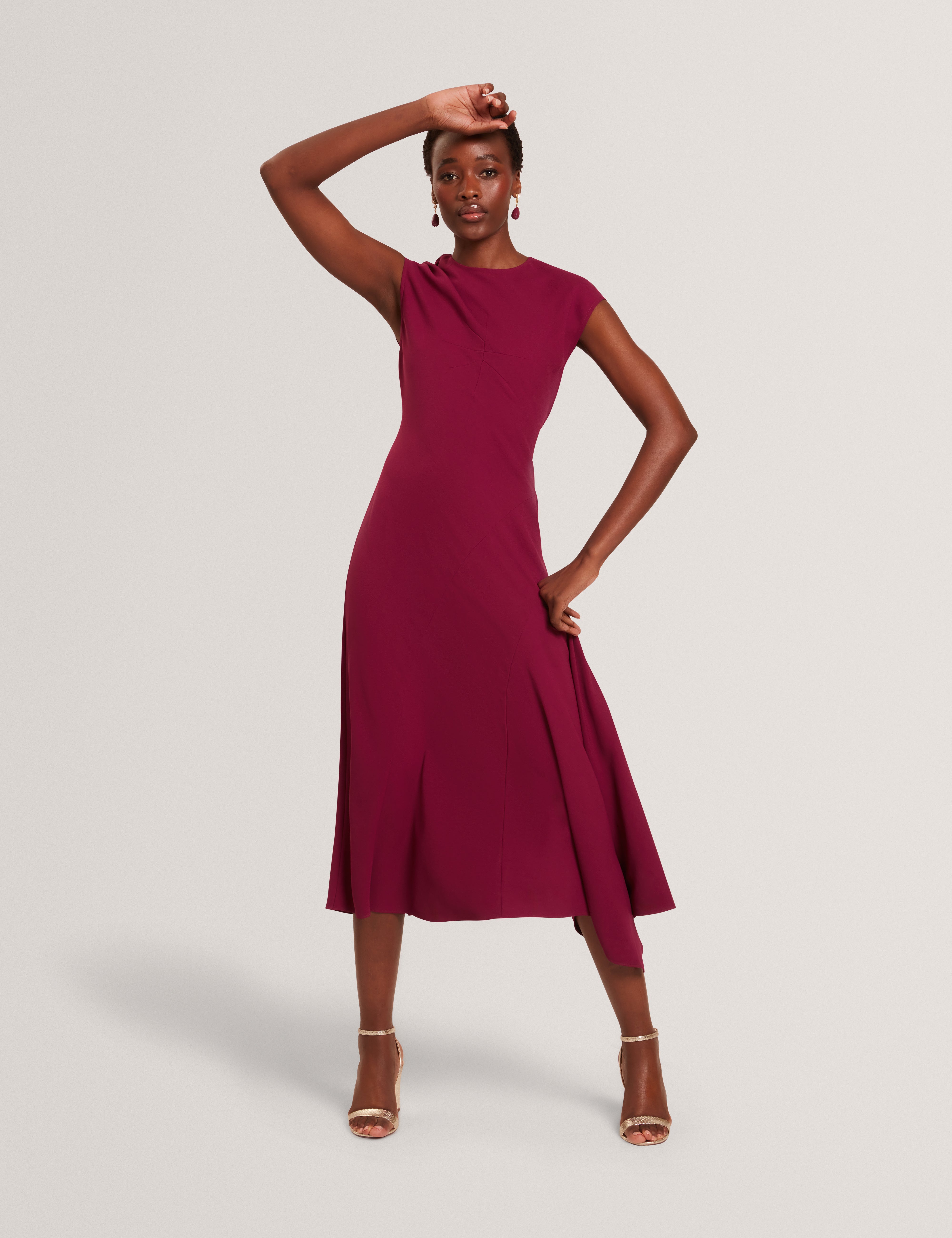 Shop Isparta Sleeveless Asymmetric Midi Dress Dp-Purple for Women Online