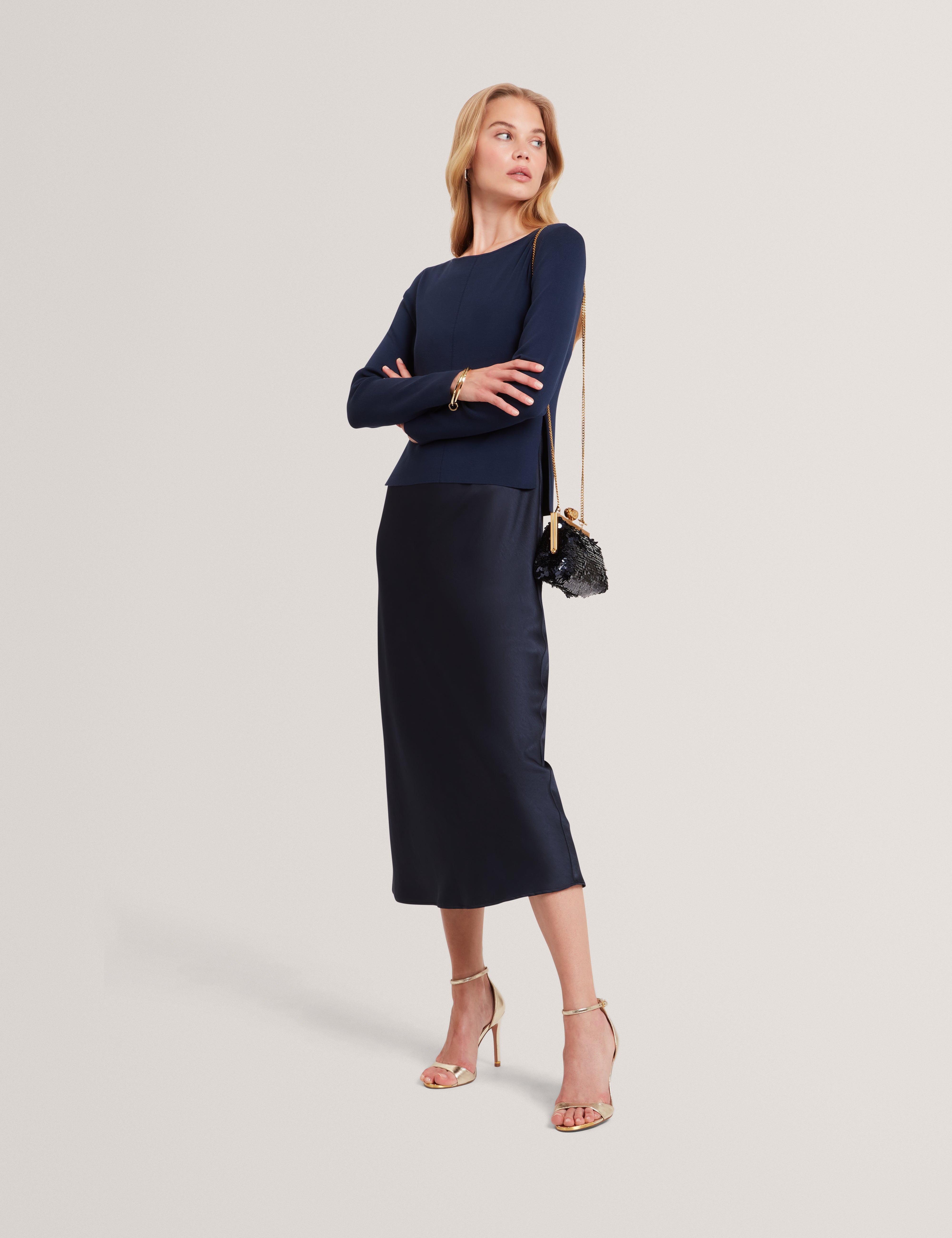 Machar 2 In 1 Knitted Top With Slip Dress Navy Machar 2 In 1 Knitted Top With Slip Dress Navy