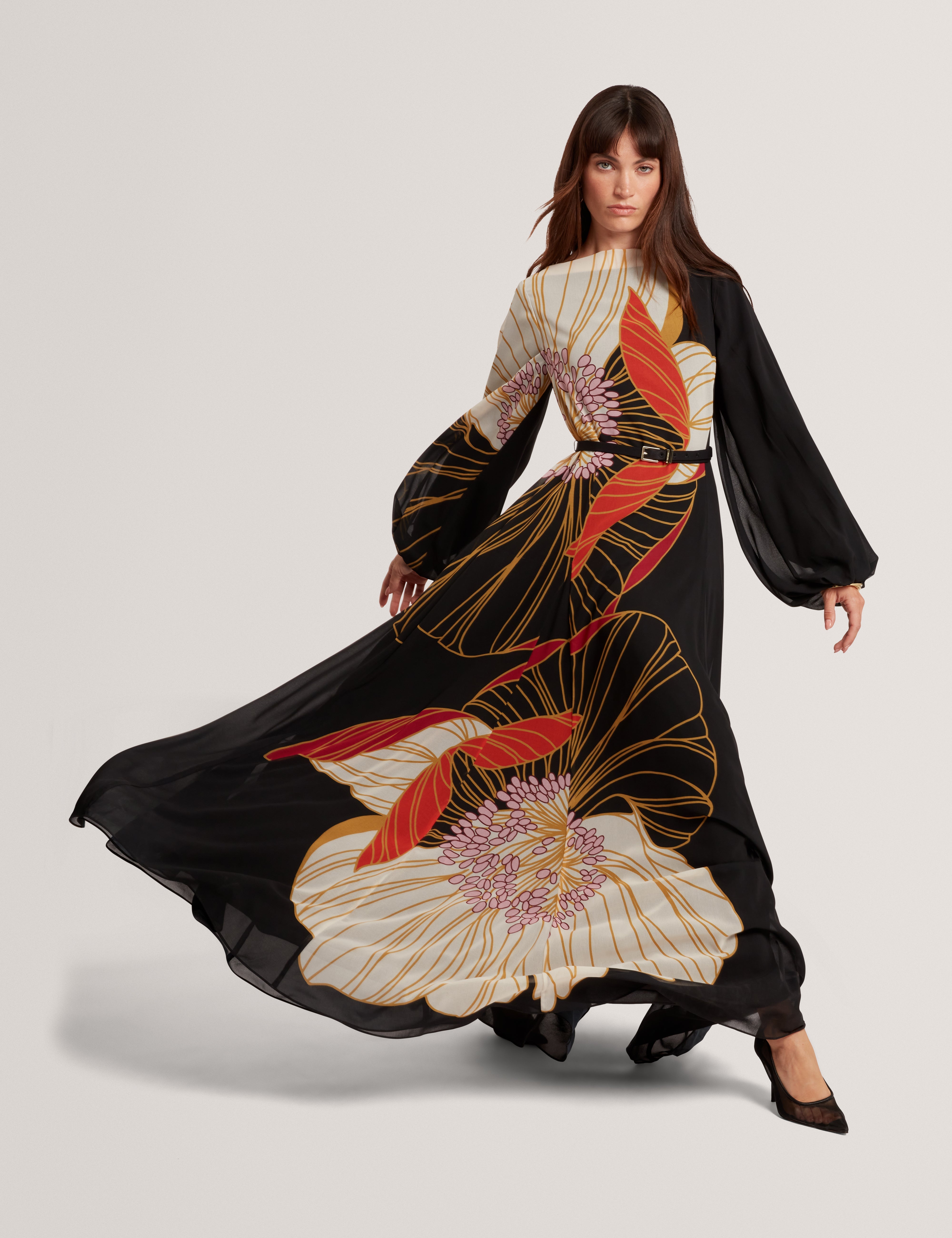 ted baker long sleeve maxi dress Eloise Placed Floral Long Sleeve Maxi Dress (Women)