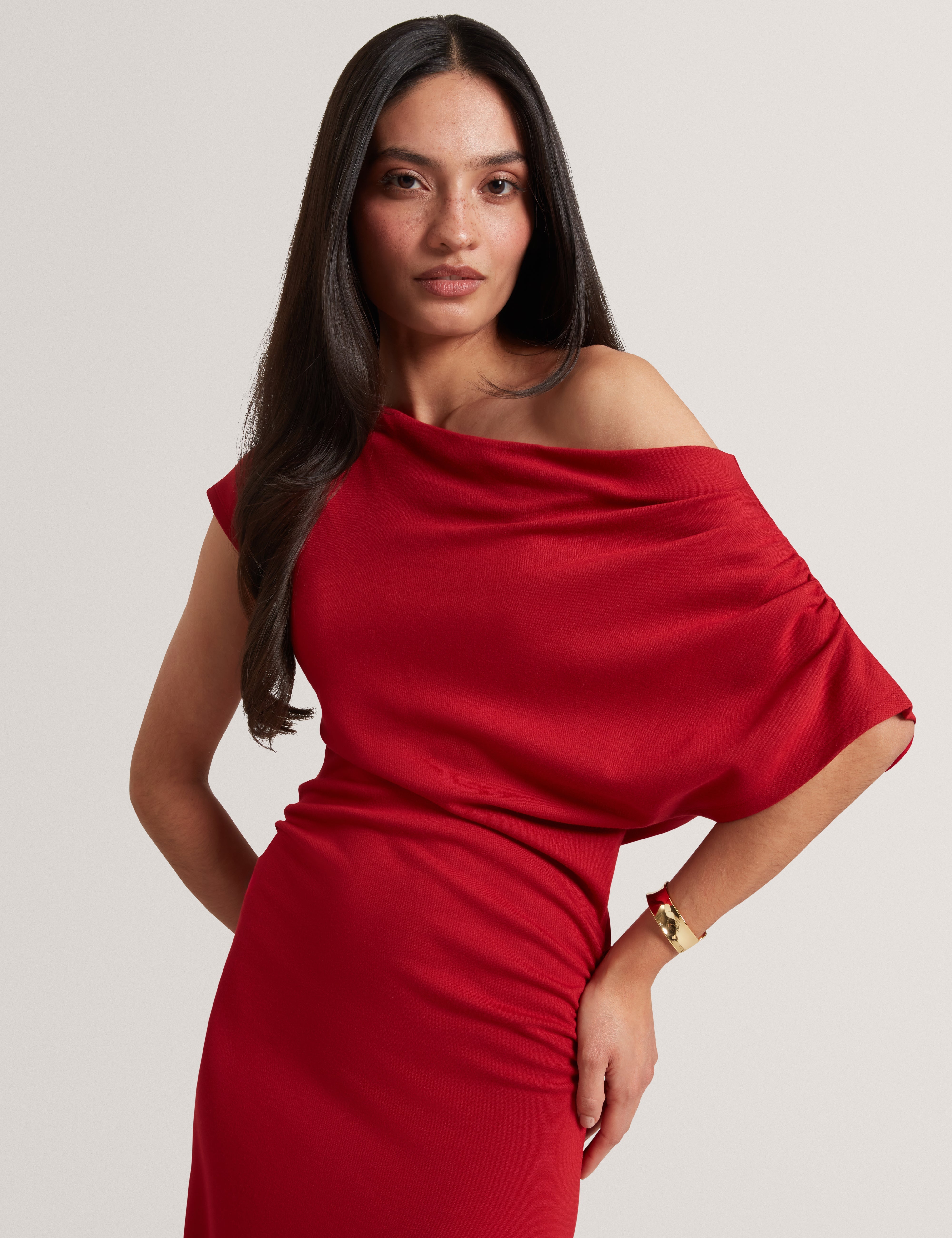 ted baker asymmetric dress Ted Baker Odellia Asymmetric Waist Detail Satin Slip Dress Sz 3/6-8 US $295