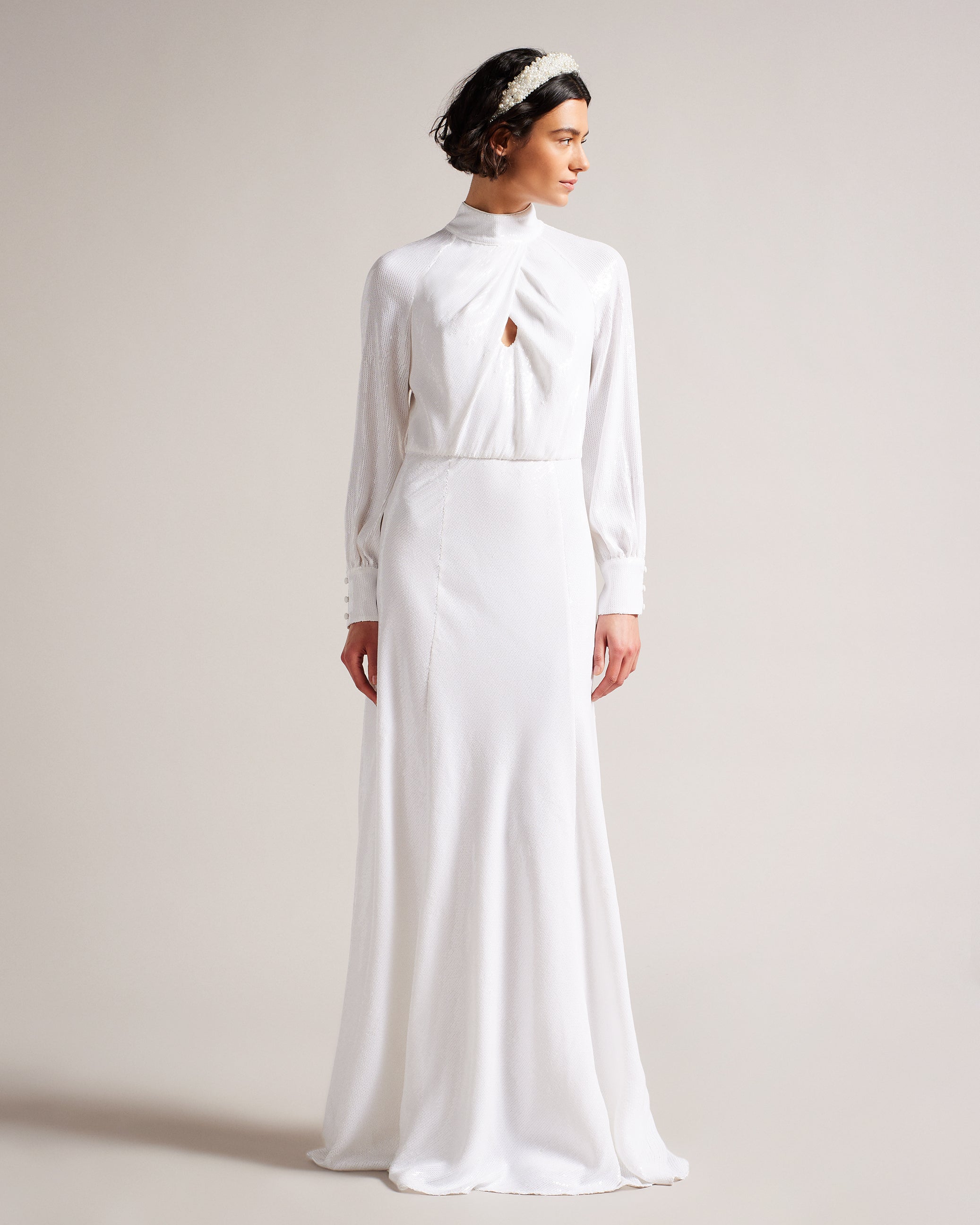 ted baker white long sleeve dress Buy Mayrose Draped Sequin Embellished Maxi Dress for Women