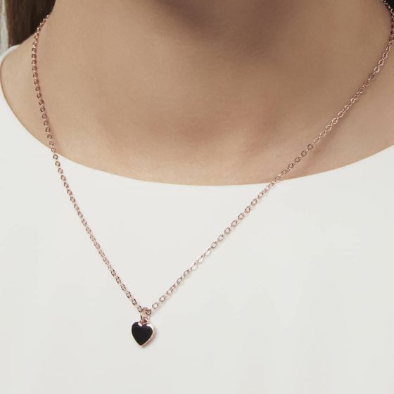 Hara Tiny Heart Pendant Necklace Rose Gold