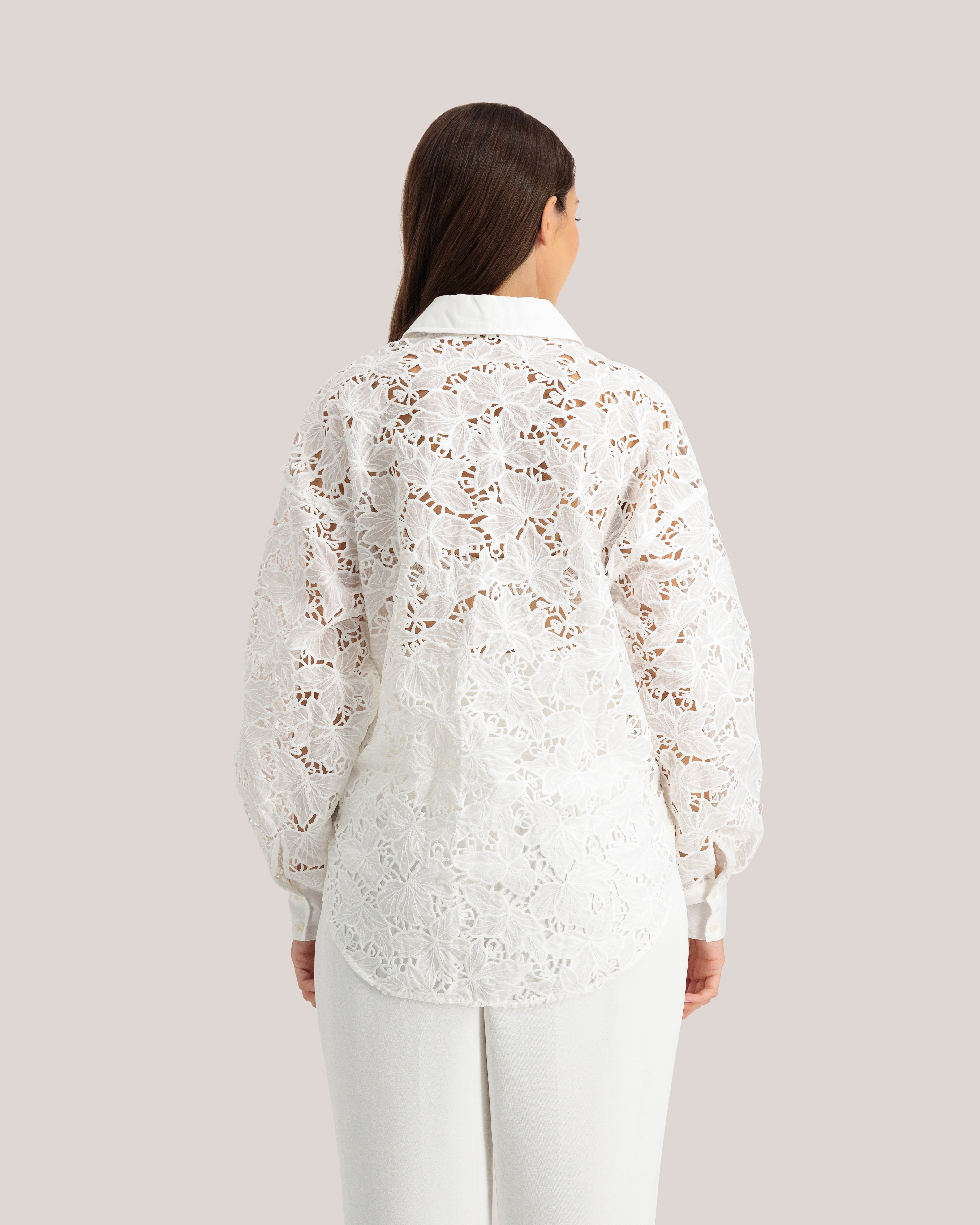 Lethia Contrast Bib Oversized Shirt White
