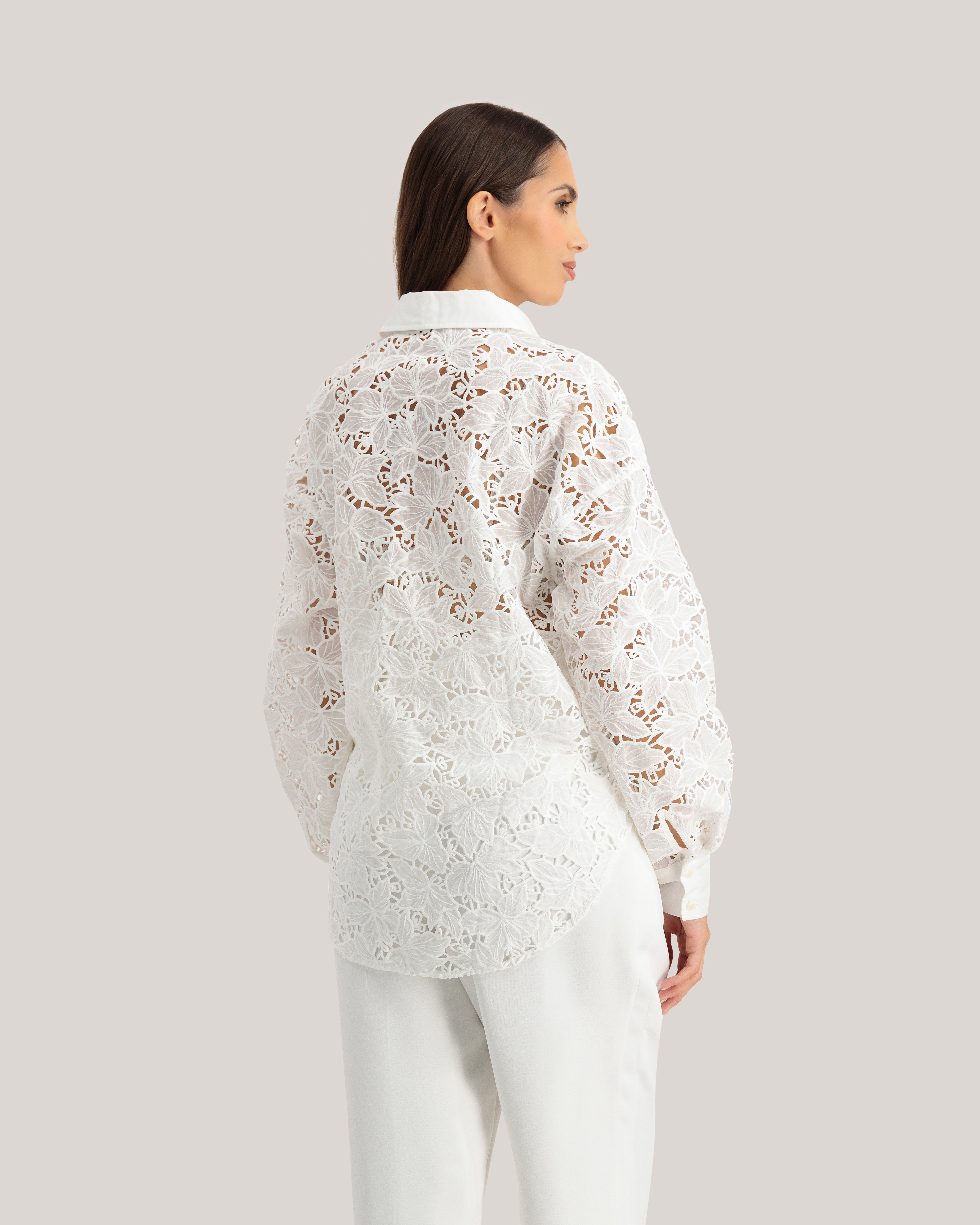 Lethia Contrast Bib Oversized Shirt White
