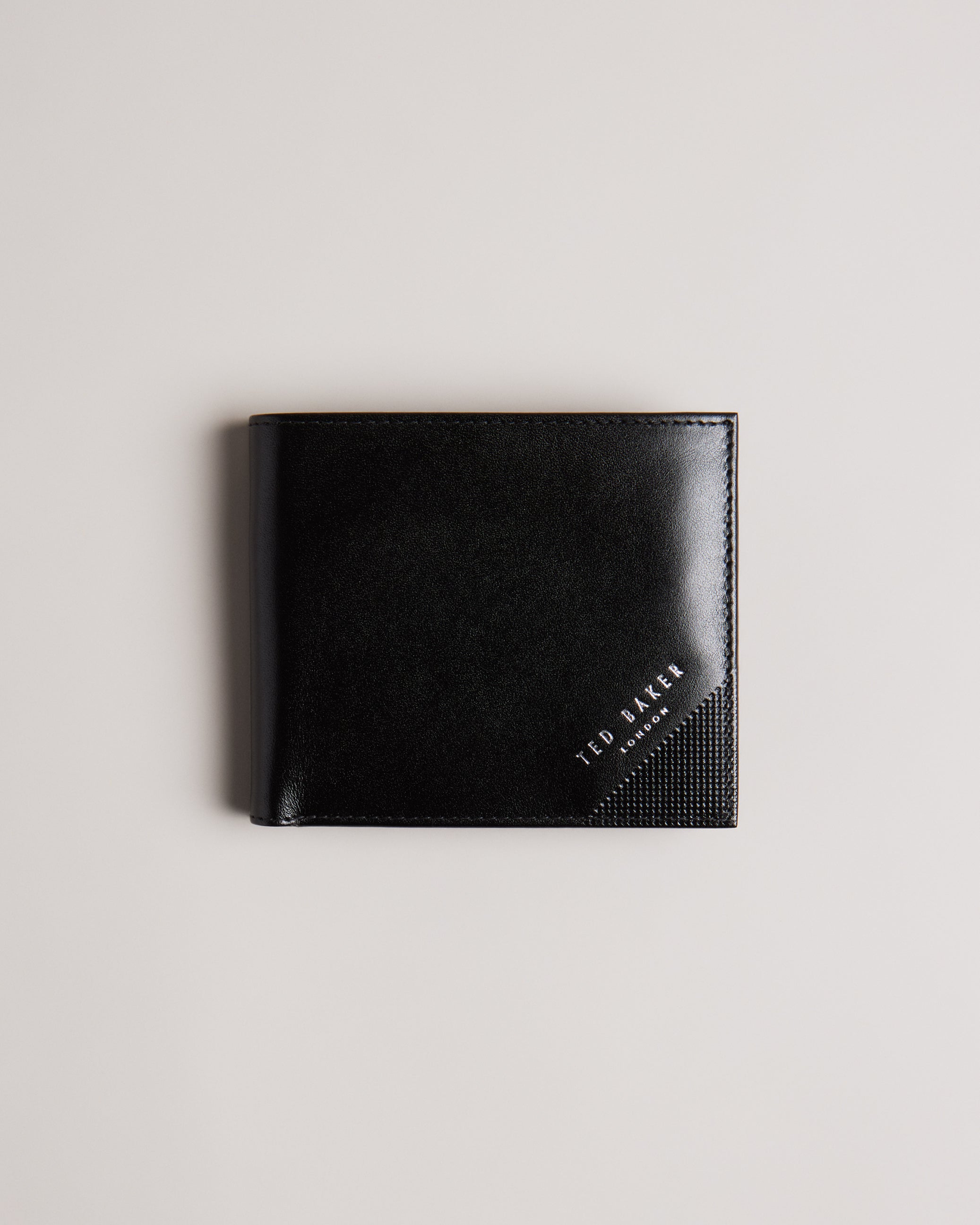 Prugs Embossed Corner Leather Bifold Coin Wall Navy