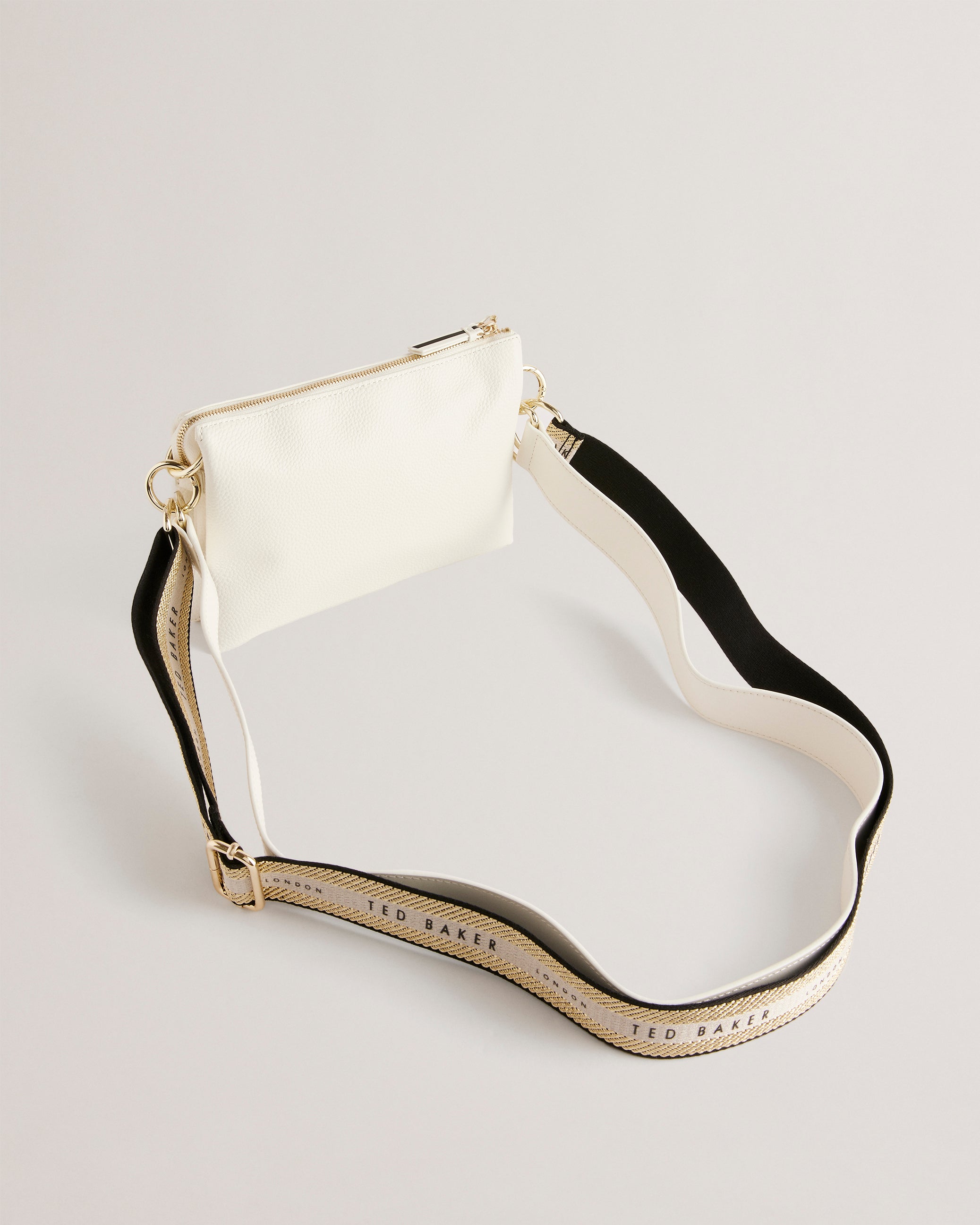 Delphia Branded Webbing Cross Body Bag White