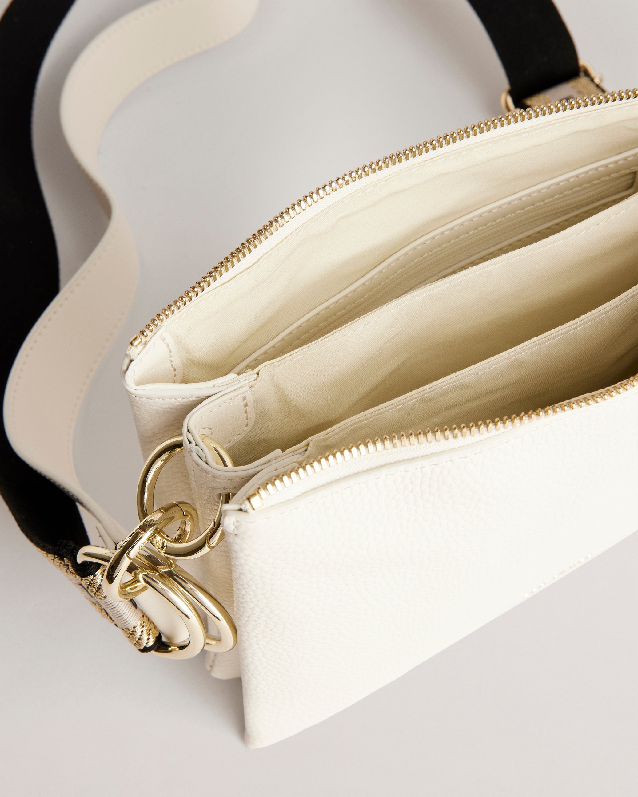 Delphia Branded Webbing Cross Body Bag White