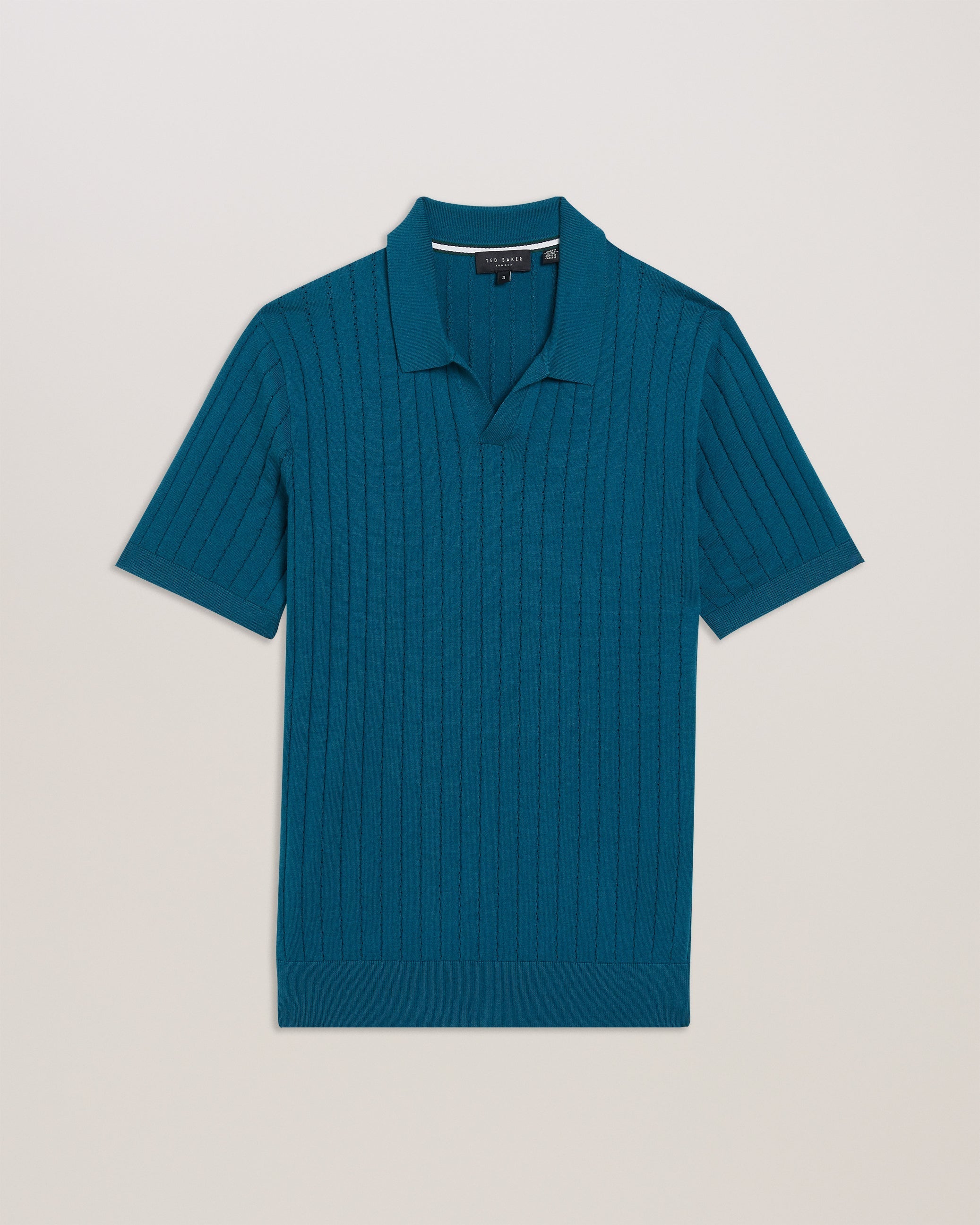 Botany Short Sleeve Open Collar Polo Shirt Teal-Blue