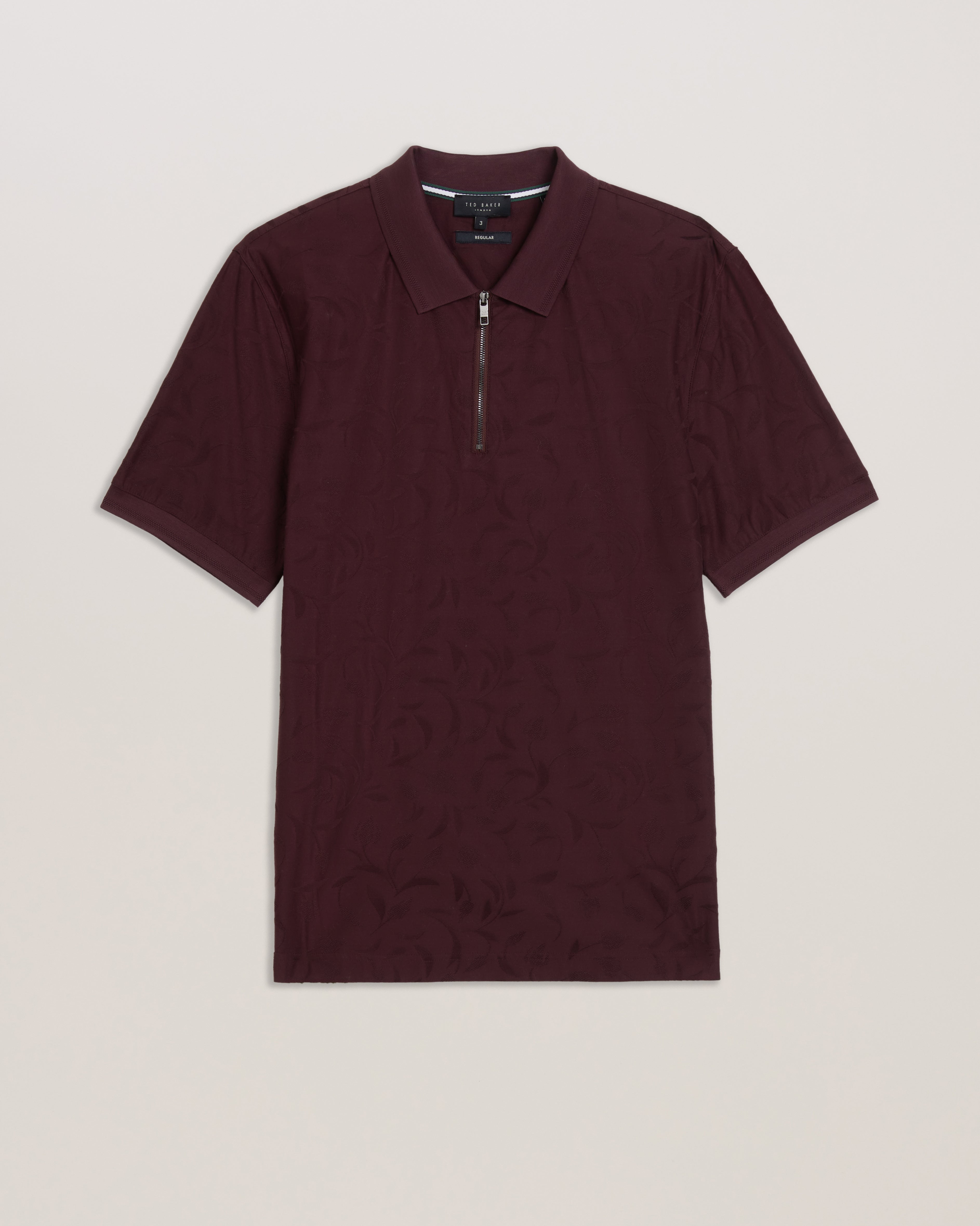 Polenn Ss Regular Textured Half-Zip Polo Maroon