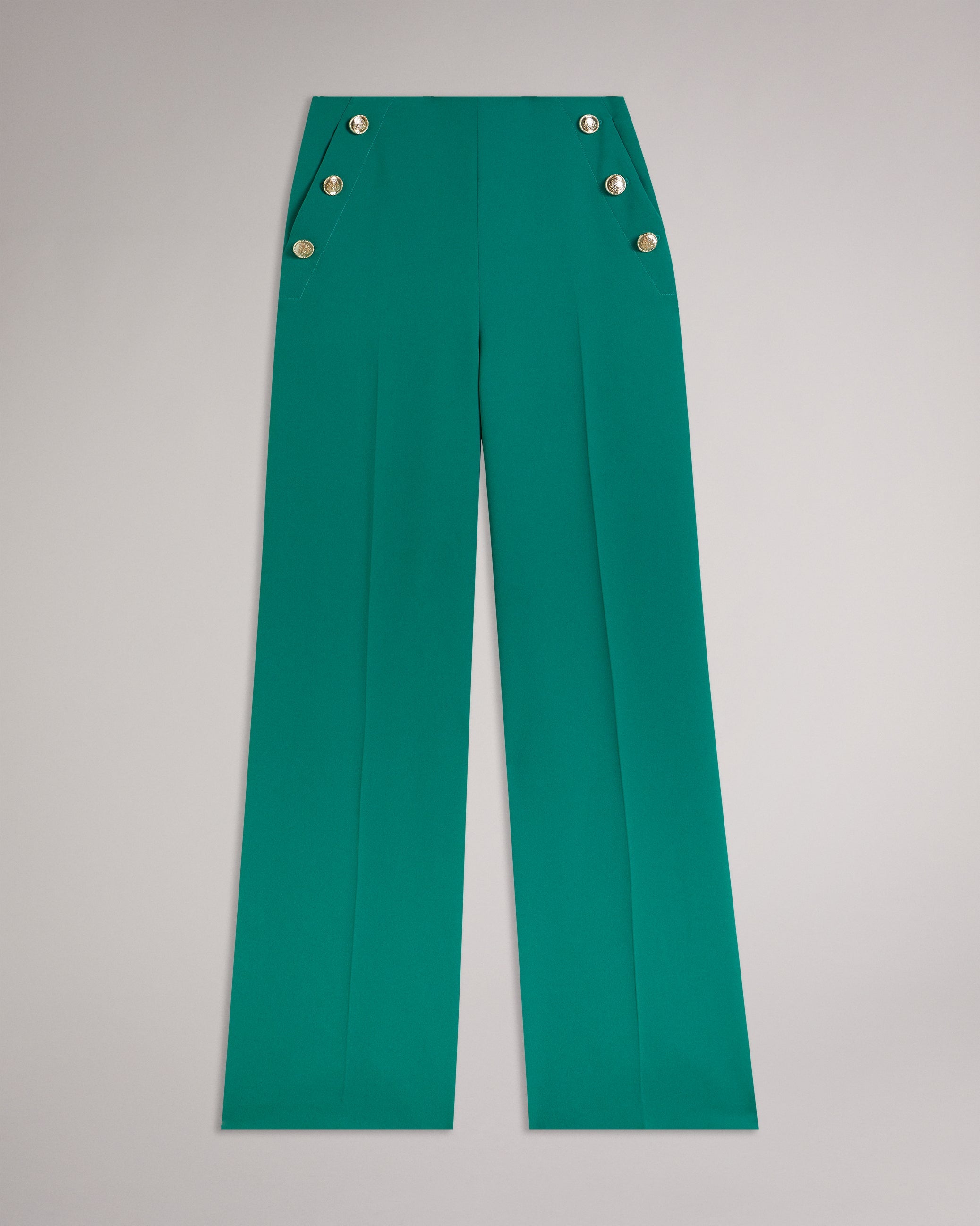 Llaylat Embossed Button Wide Leg Trousers Green