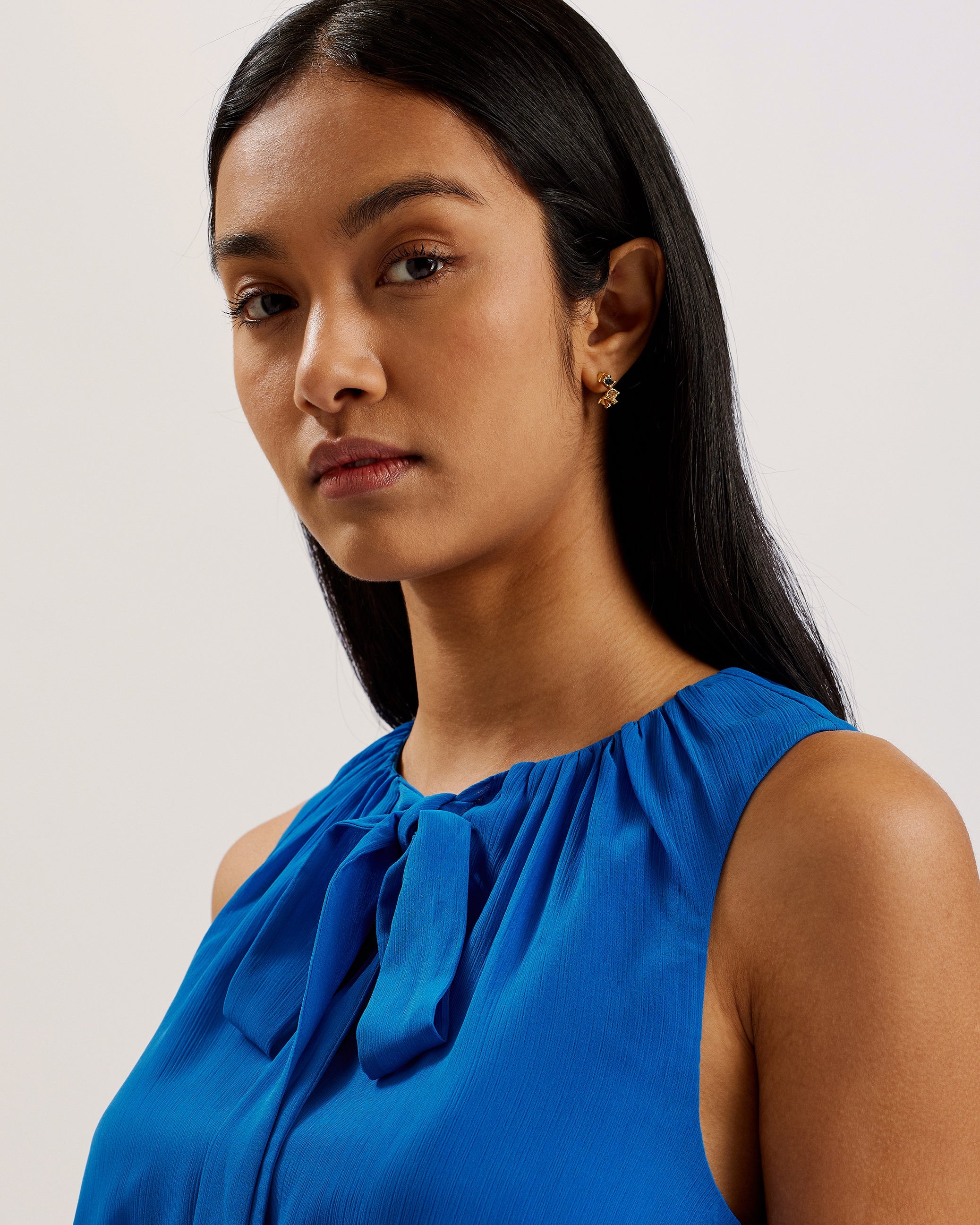 Zandaa Asymmetric Tiered Mini Dress Blue