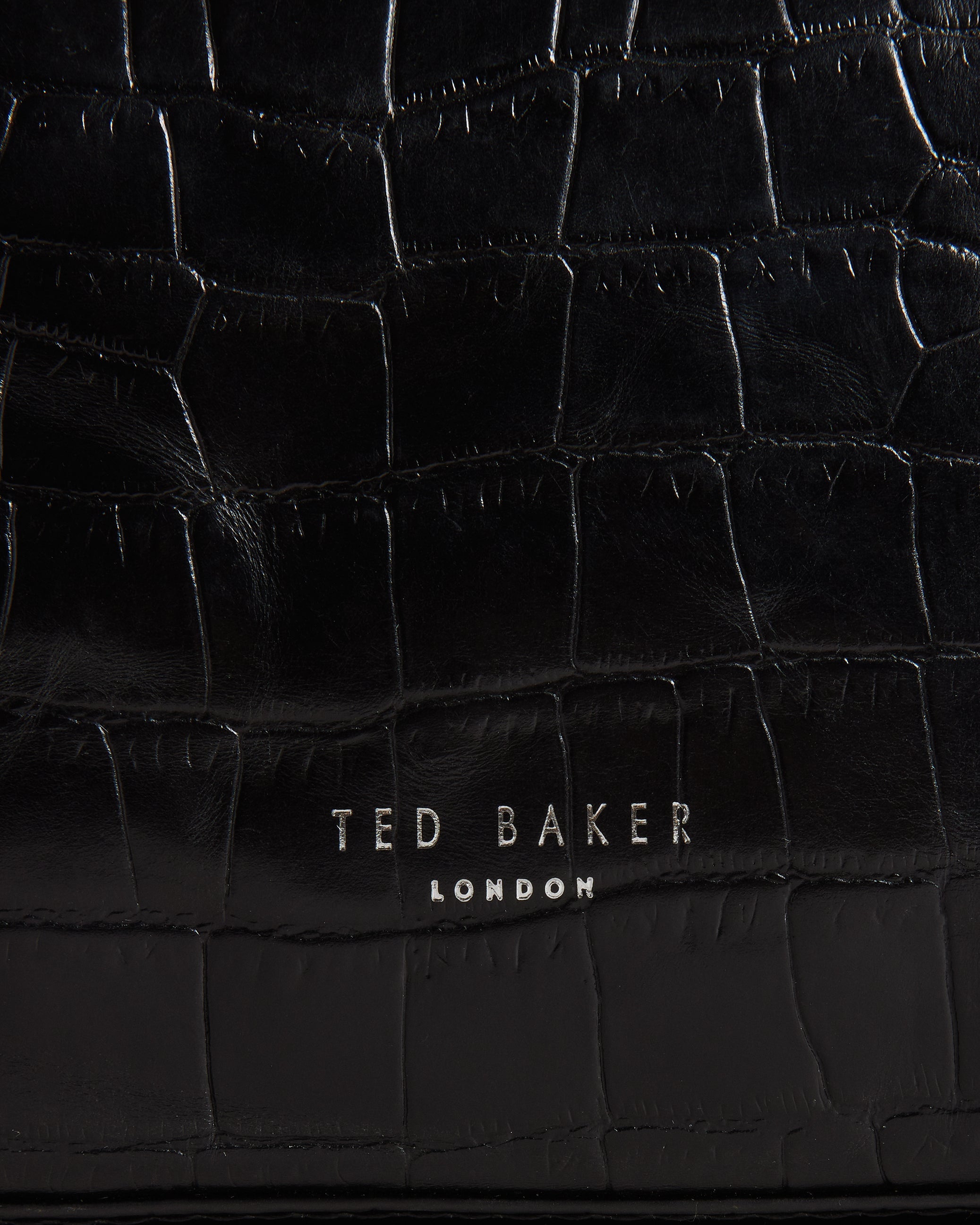 Roye Croc Effect Leather Washbag Black