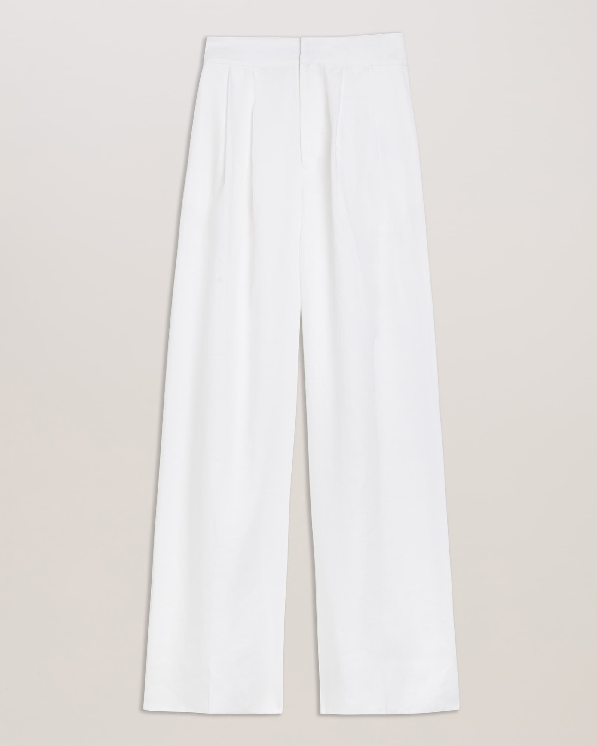 Lucihh Tailored Linen Wide Leg Trousers White