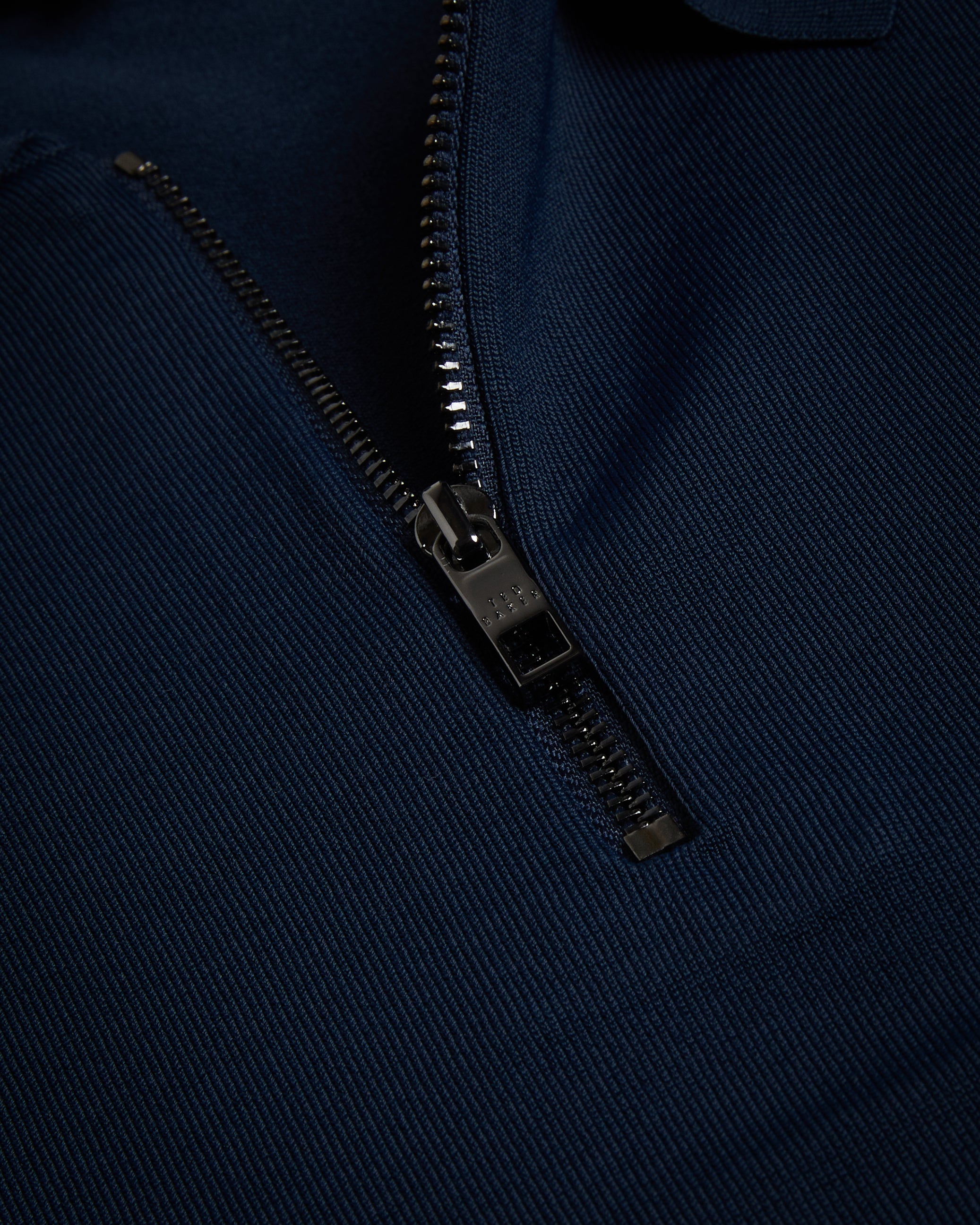 Daldin Ss Rayon Zip Polo Navy