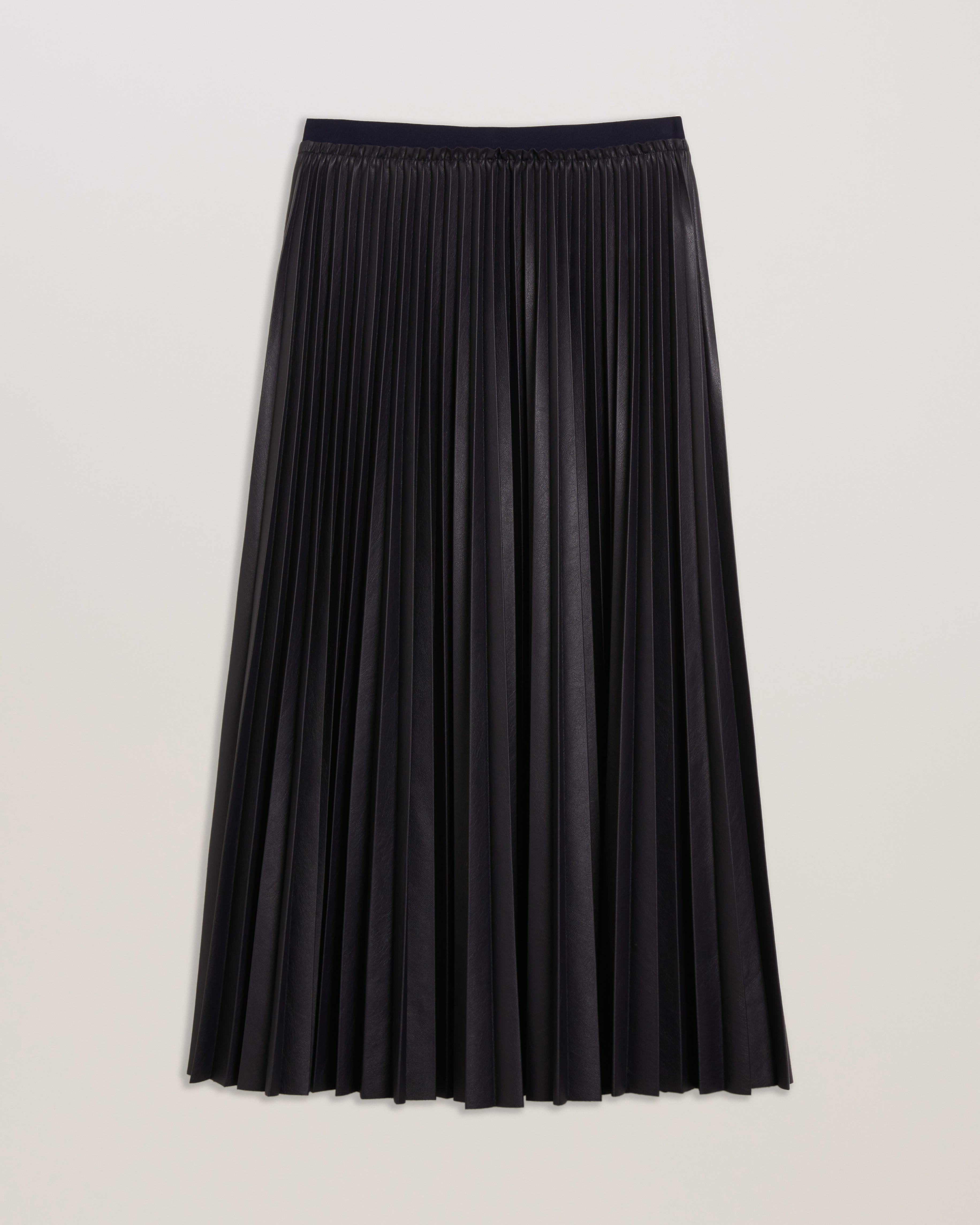 Liydah Faux Leather Pleated Skirt Navy