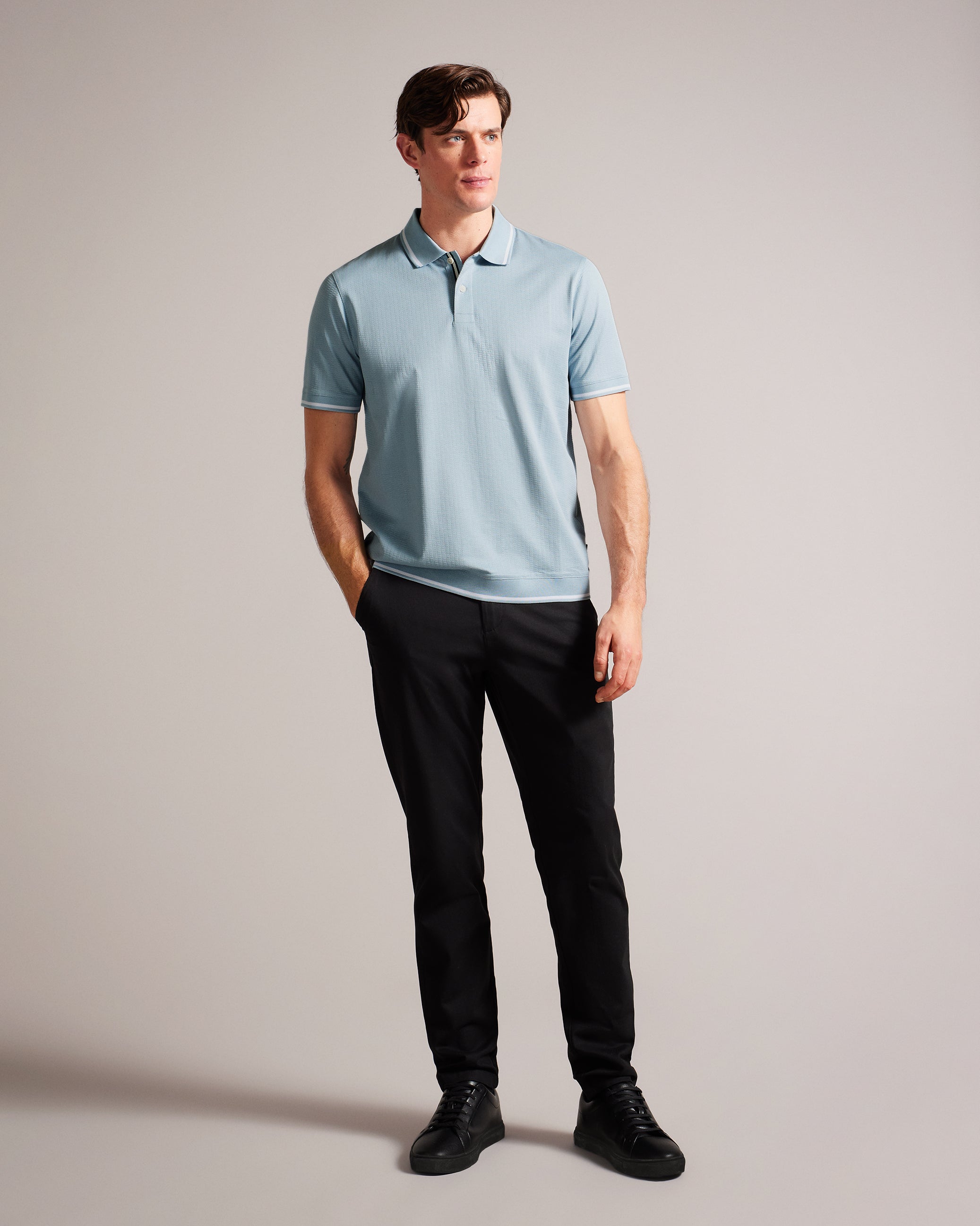 Erwen Regular Fit Textured Polo Shirt Lt-Blue