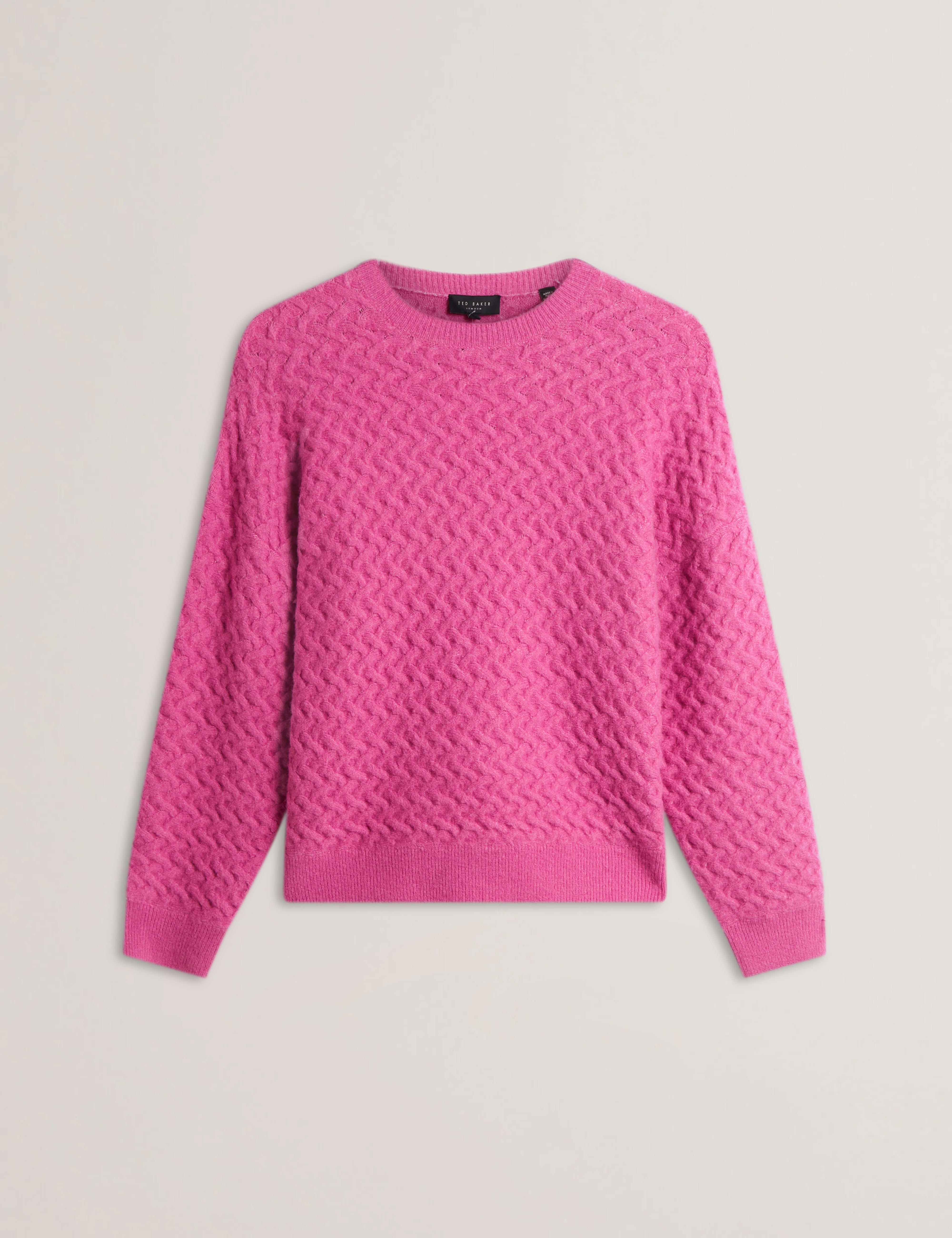 Morlea Horizontal Cable Relaxed Fit Sweater Brt-Pink