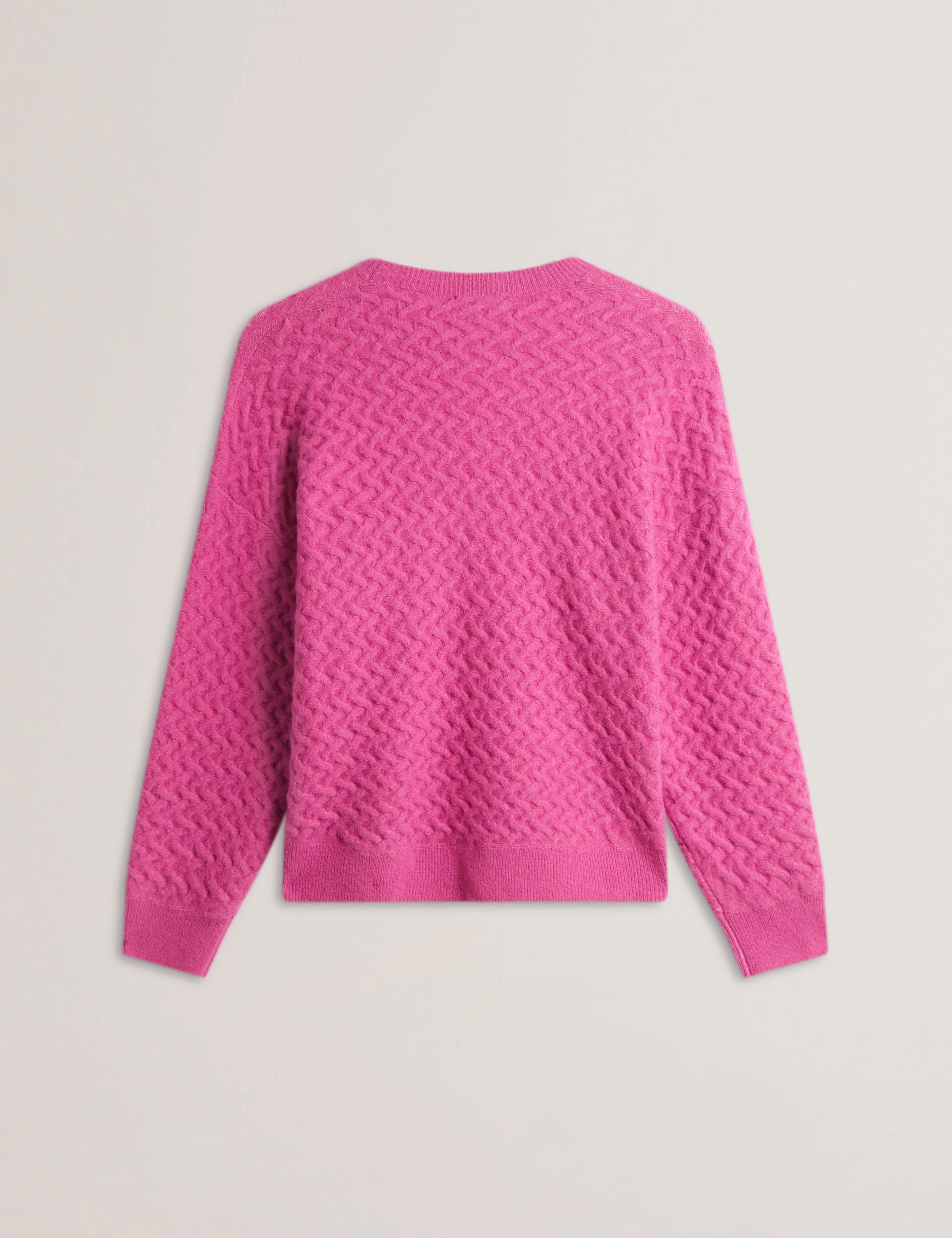 Morlea Horizontal Cable Relaxed Fit Sweater Brt-Pink