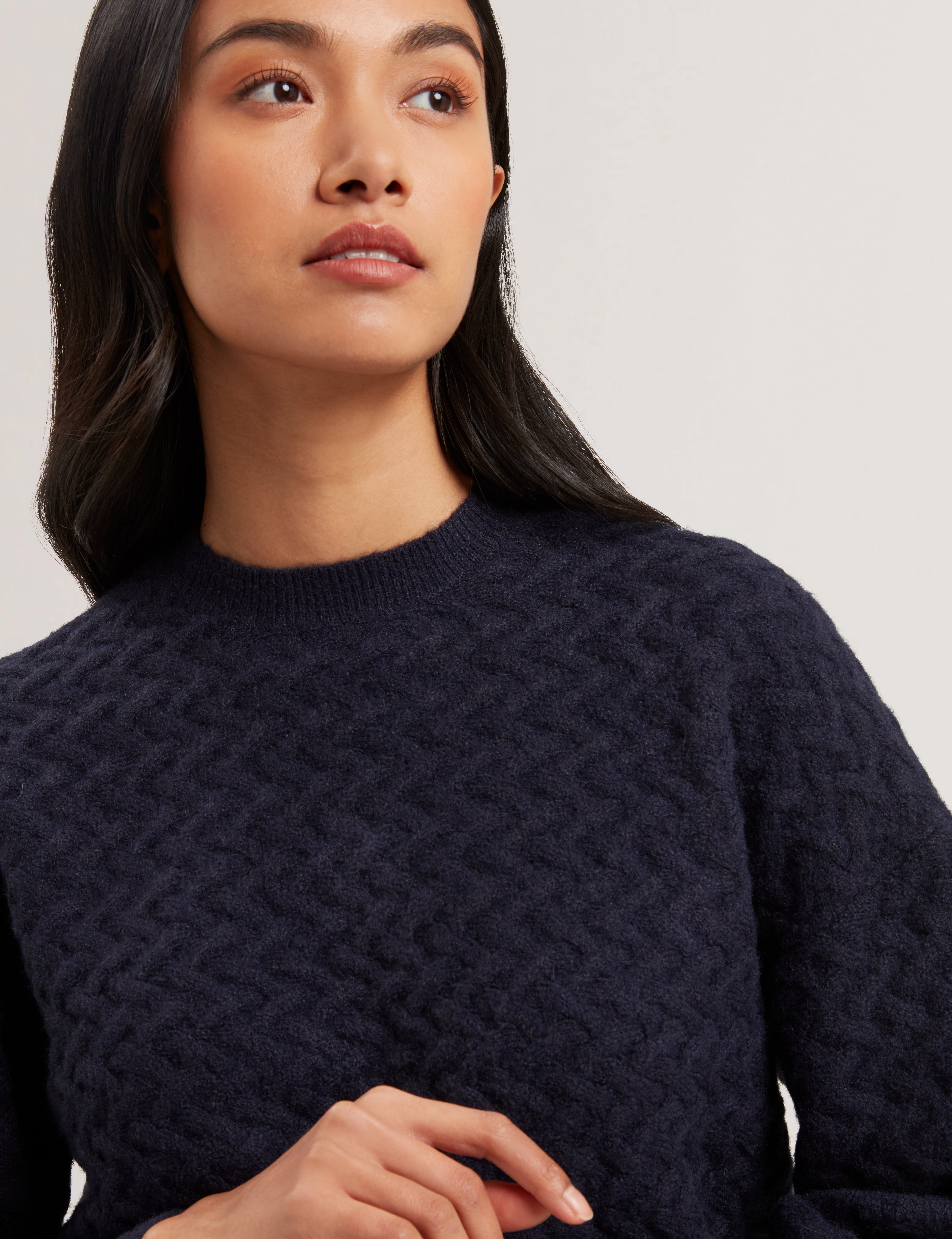 Morlea Horizontal Cable Relaxed Fit Sweater Navy