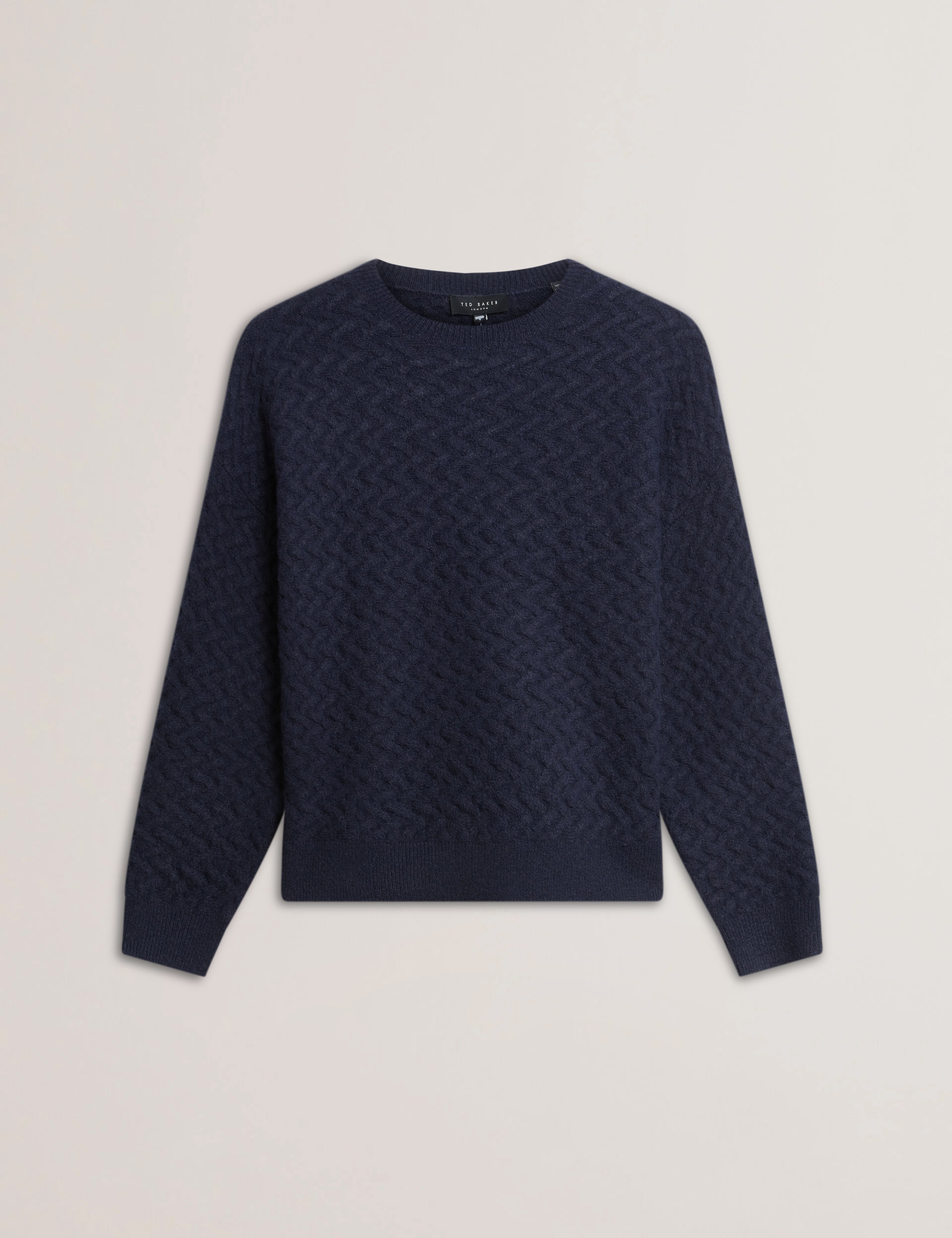 Morlea Horizontal Cable Relaxed Fit Sweater Navy