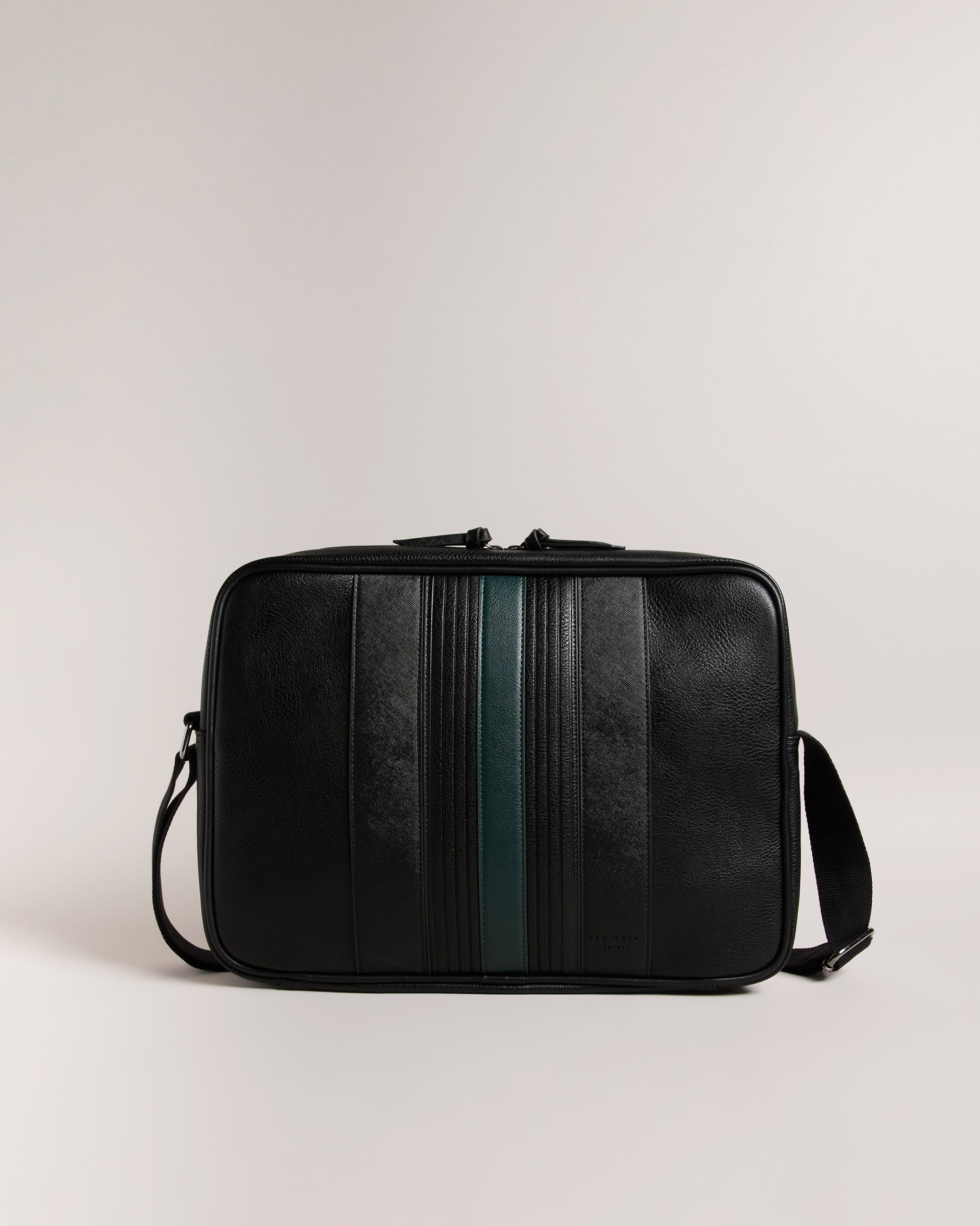 Evvan Striped Faux Leather Crossbody Bag Black