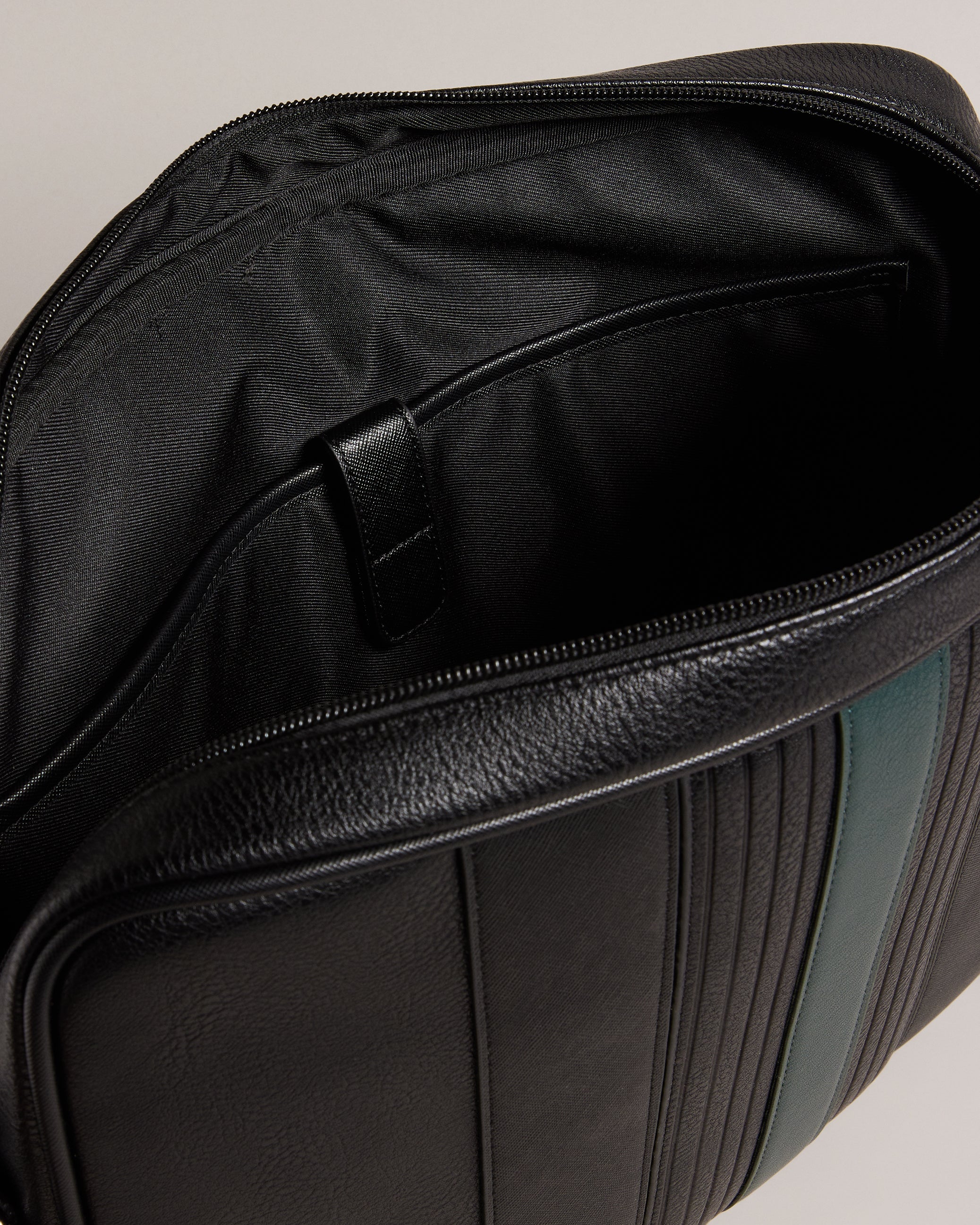 Evvan Striped Faux Leather Crossbody Bag Black