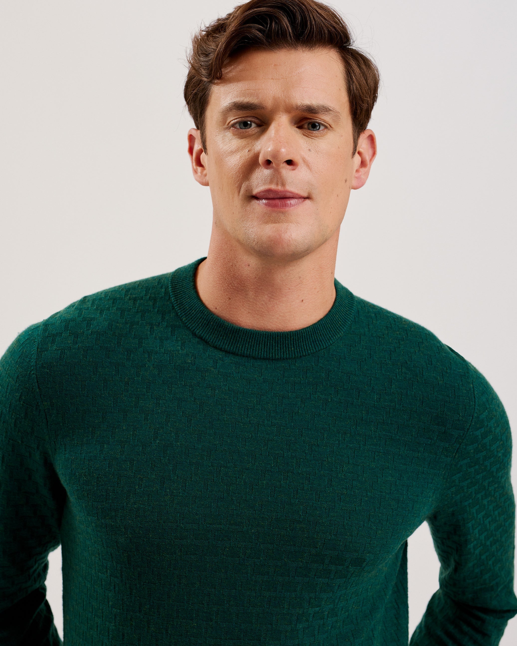 Loung Ls Diamond Stitch Crew Neck Dk-Green