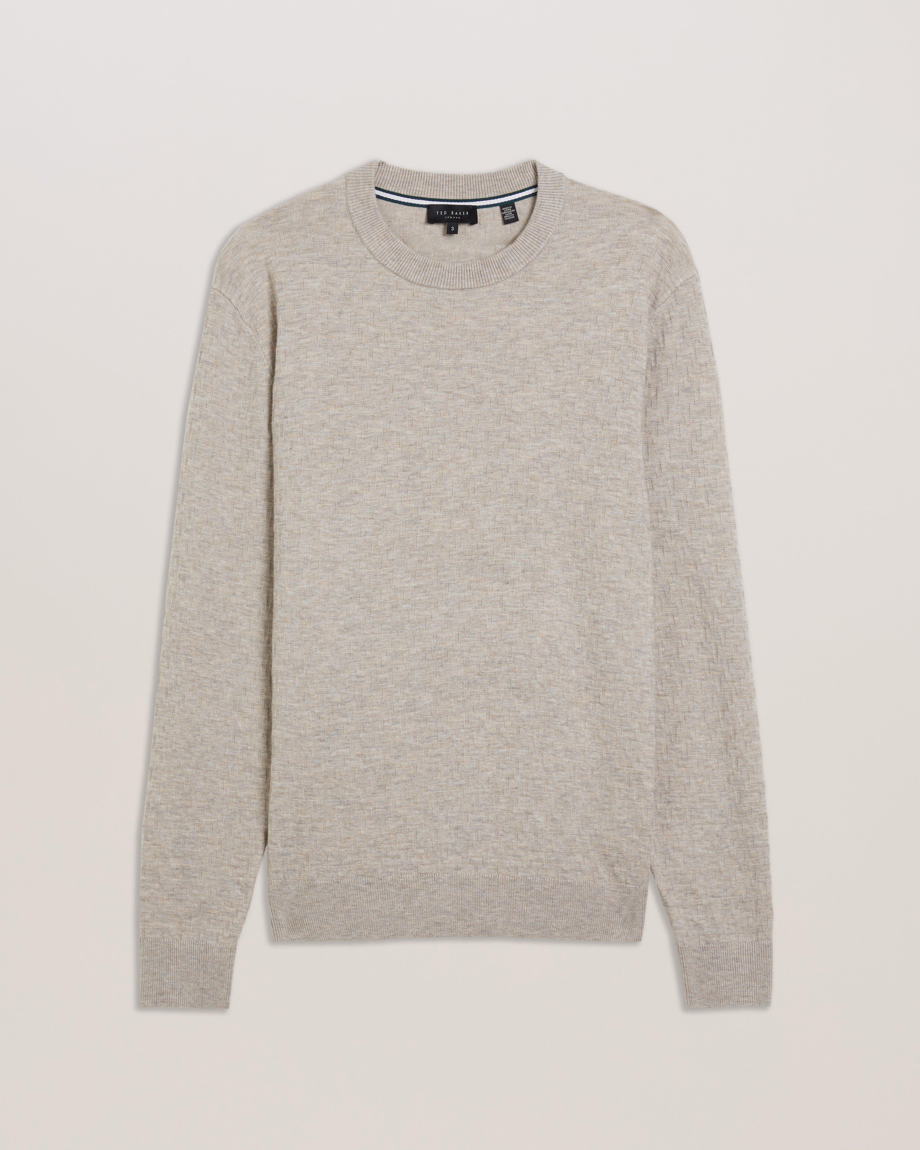 Loung Ls Diamond Stitch Crew Neck Taupe