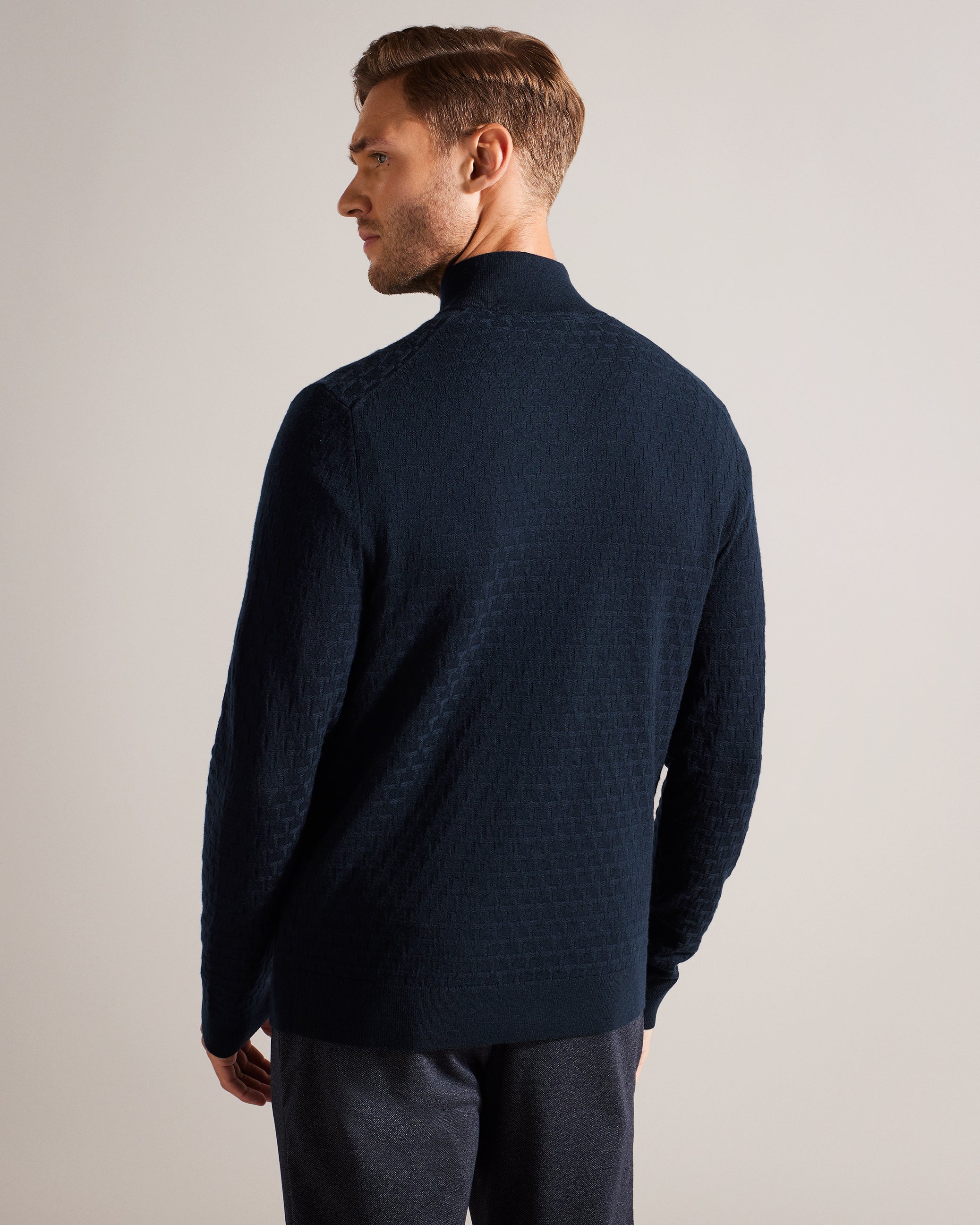 Kurnle Ls T Stitch Knitted Half Zip Navy