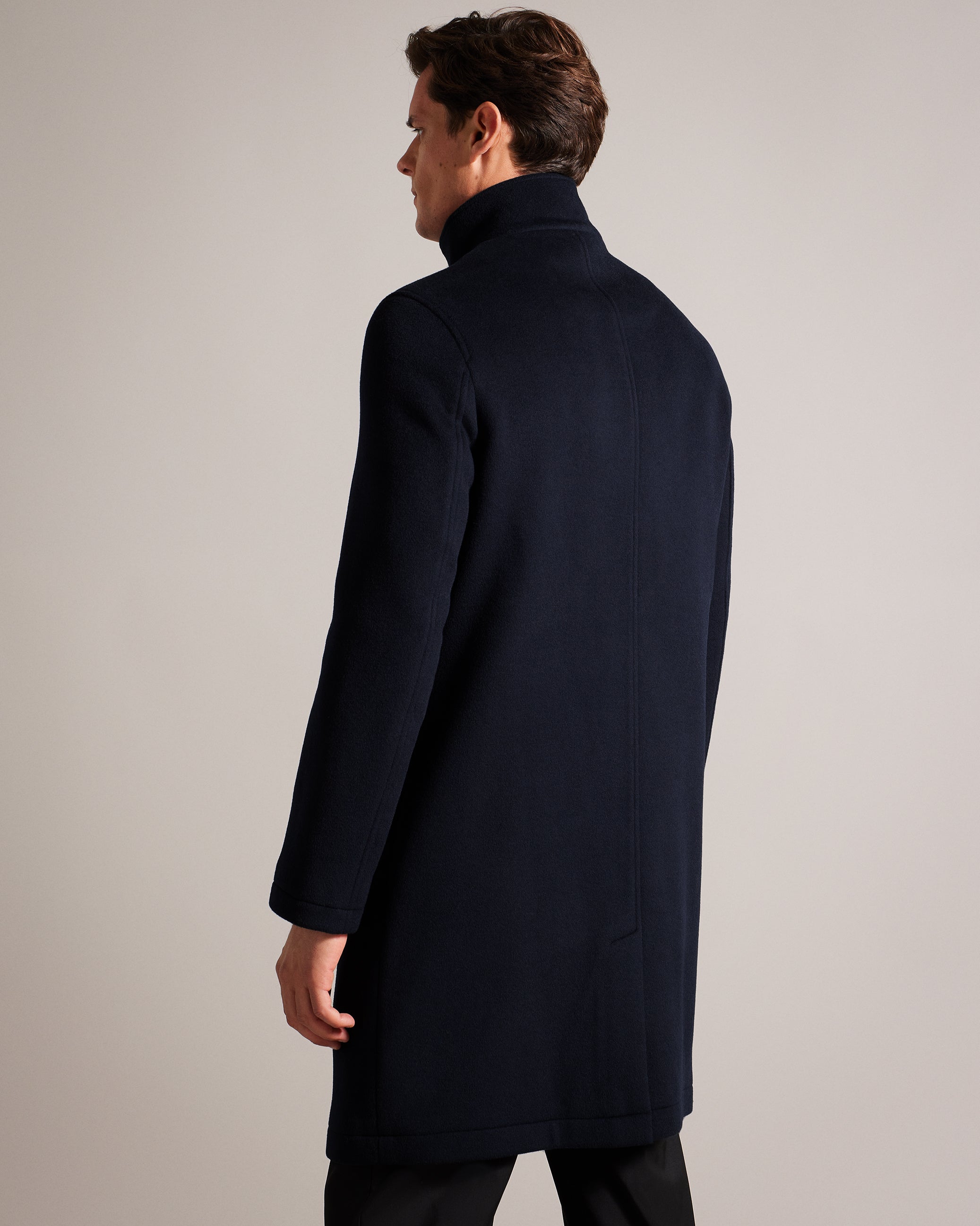 Ederson Wool Blend Funnel Neck Coat Navy