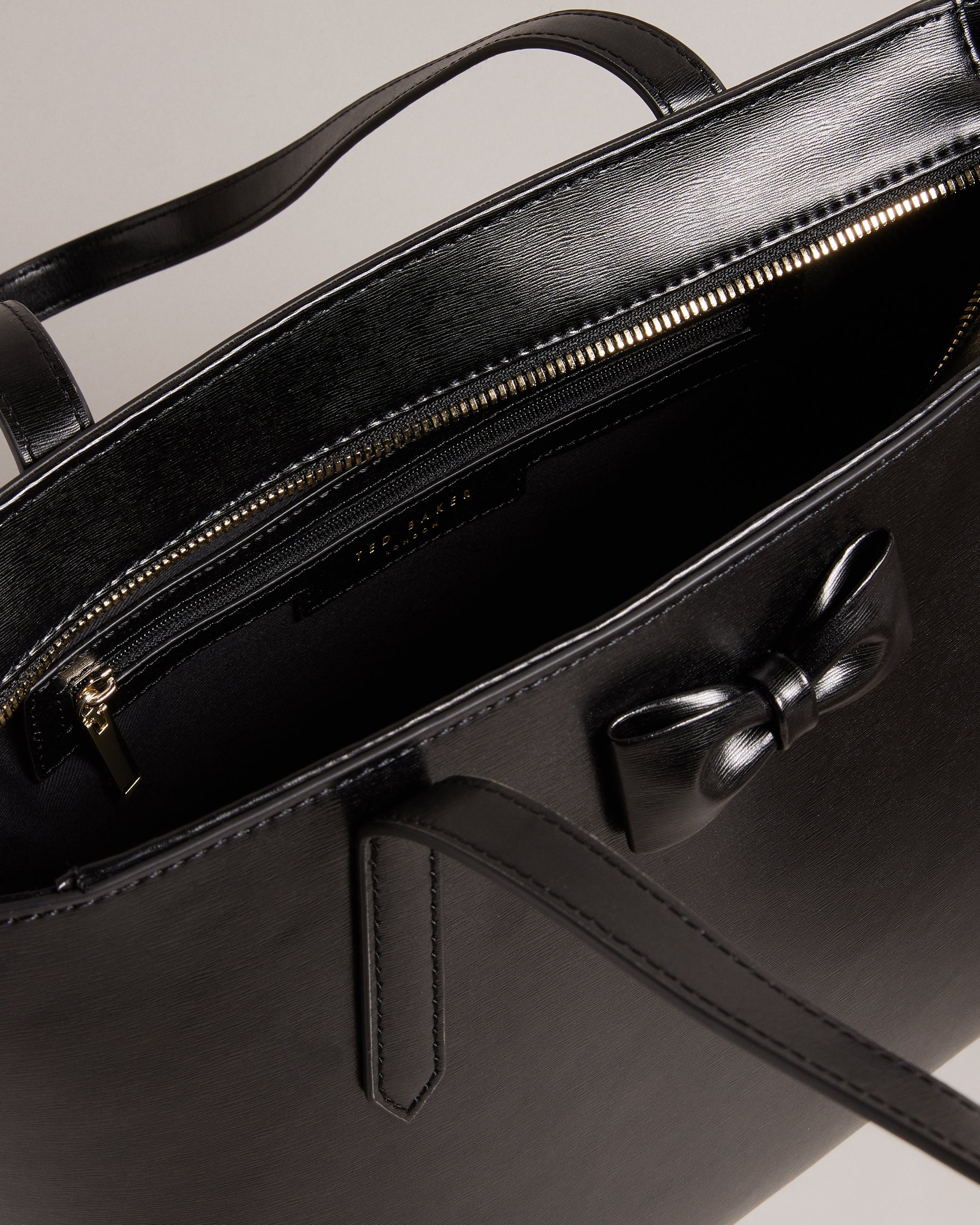 Bow detail hotsell leather shopper bag