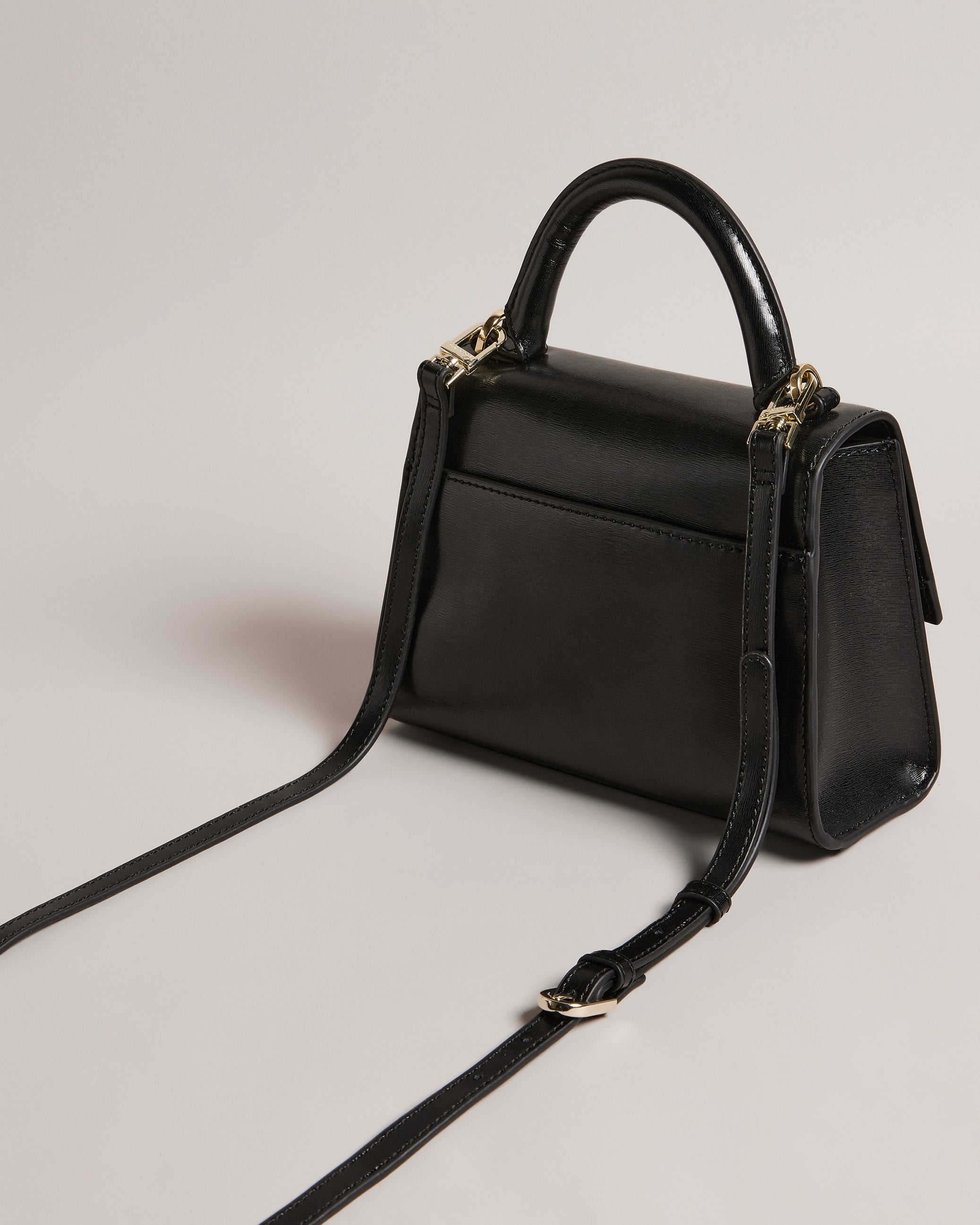 Black mini handle handbag hot sale