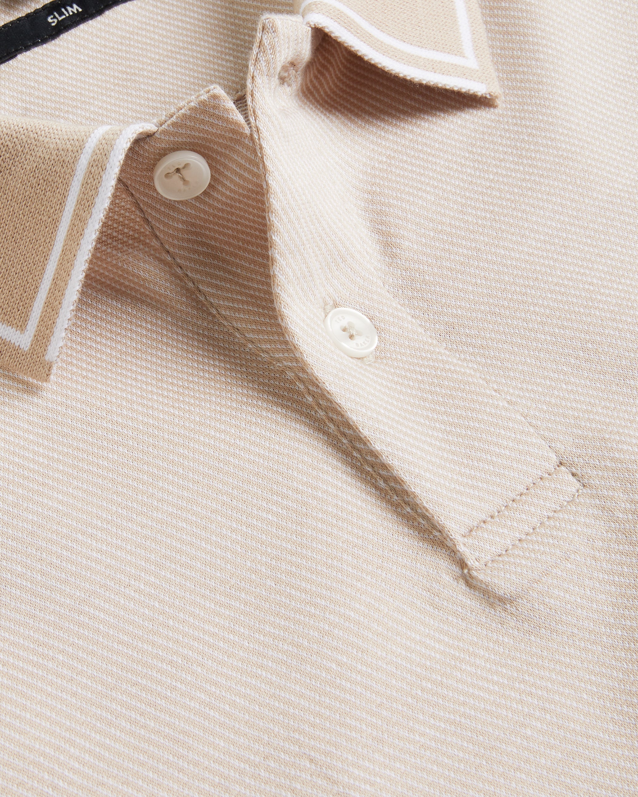 Helta Stripe Detail Slim Fit Polo Shirt Taupe