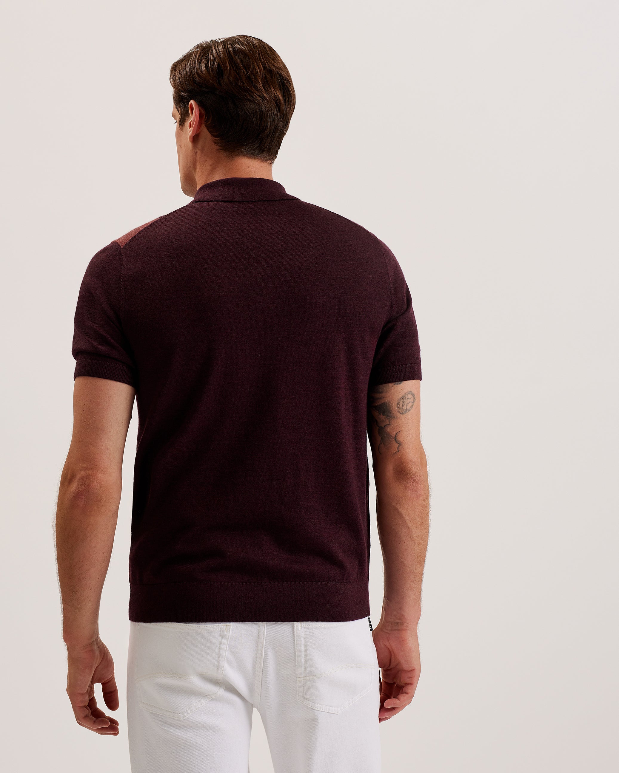 Ambler Short Sleeve T Colour Block Polo Maroon