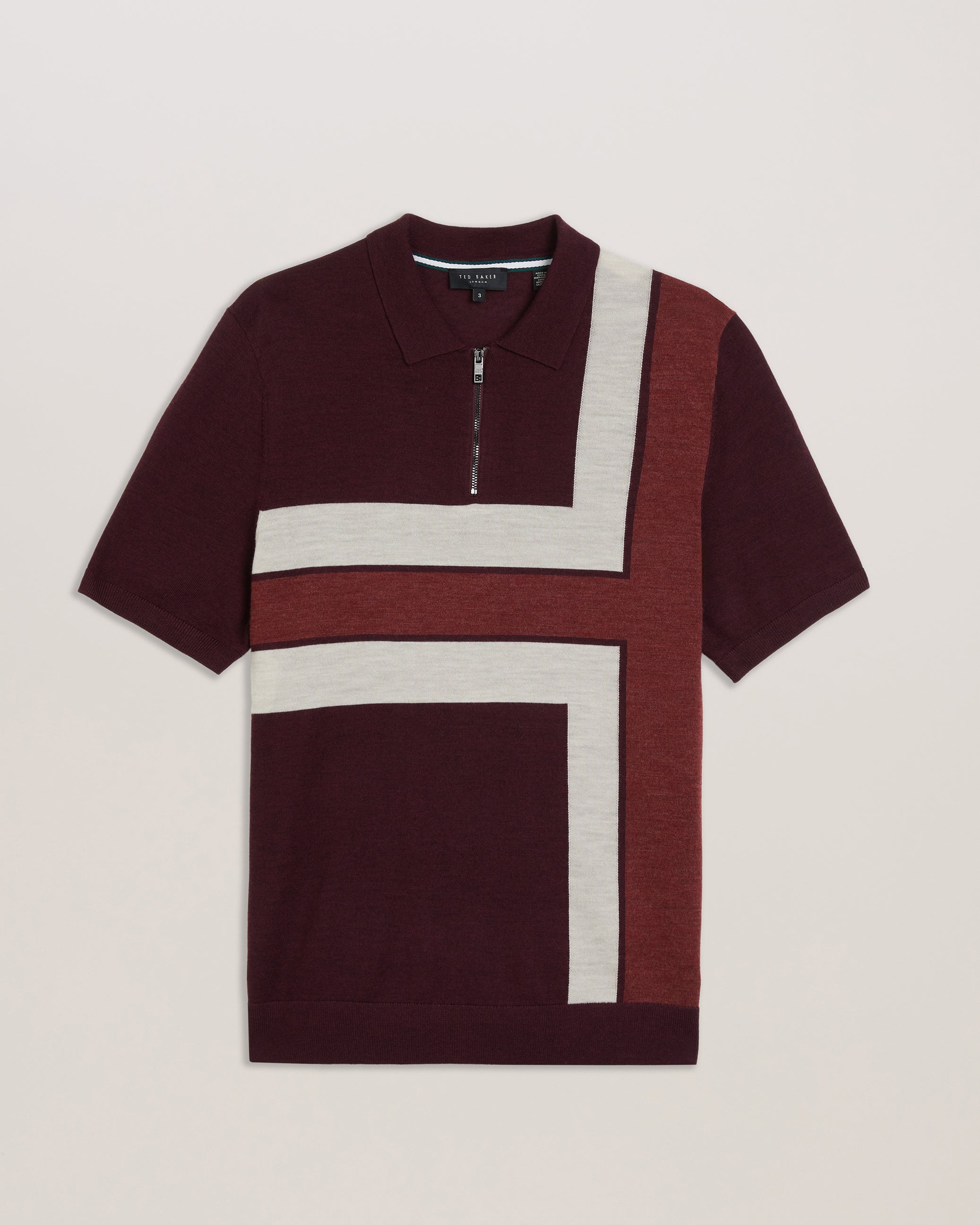 Ambler Short Sleeve T Colour Block Polo Maroon