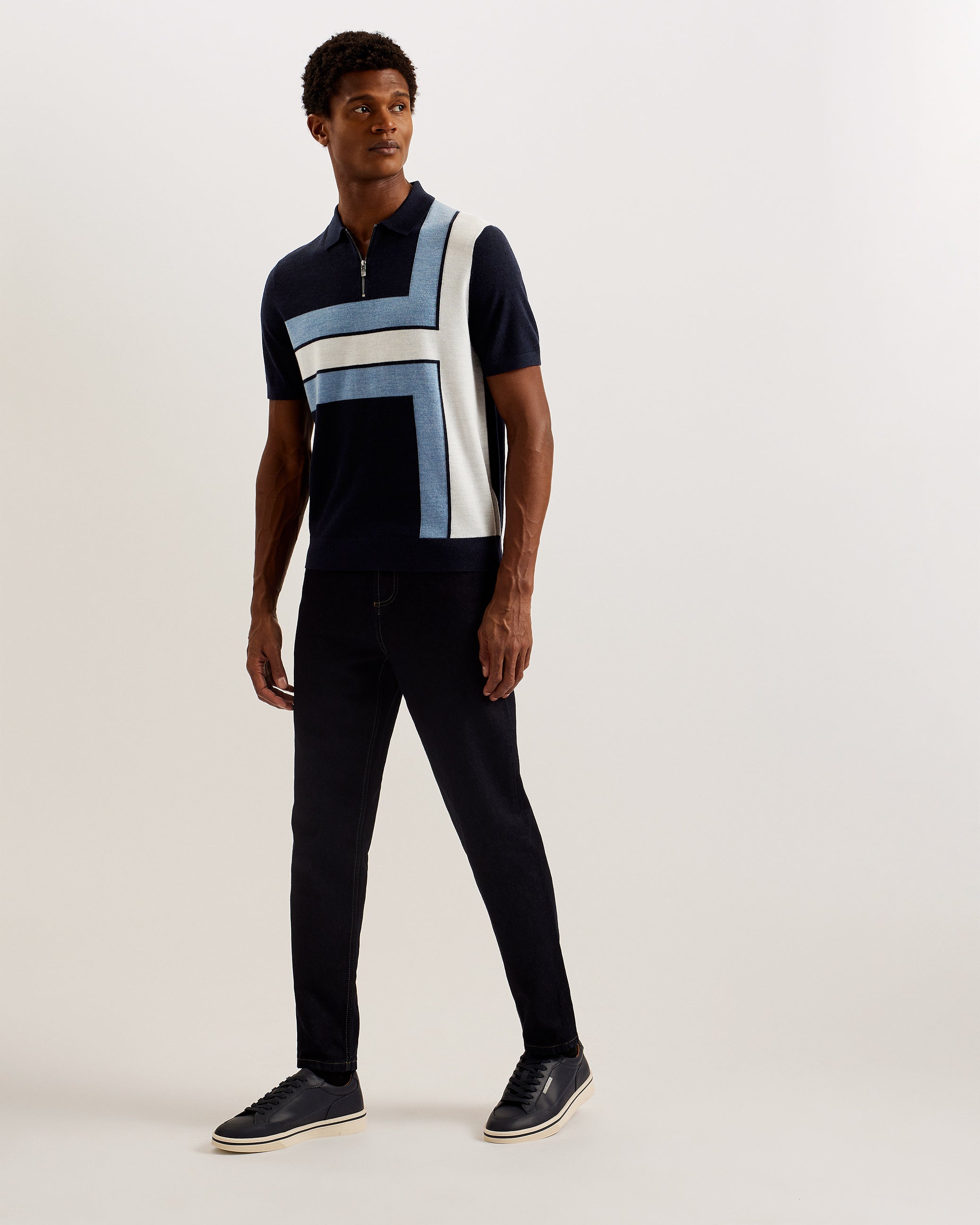 Ambler SS T Colour Block Polo Navy