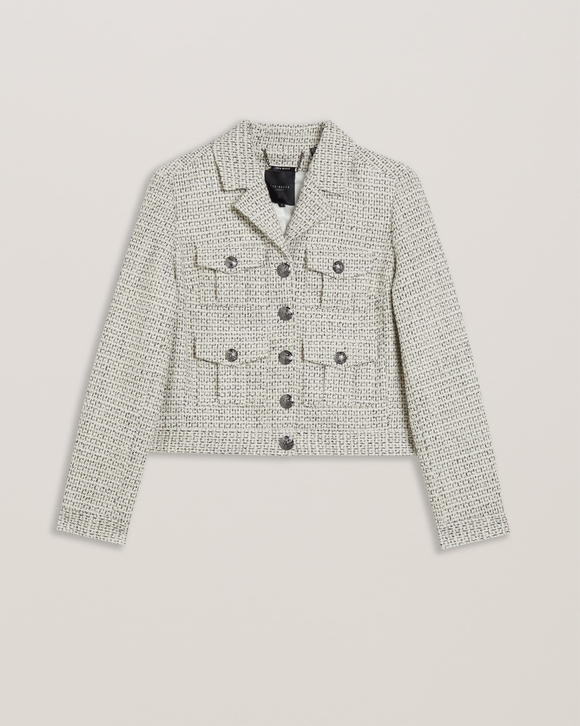 Osamu Boxy Fit Cropped Boucle Jacket Ivory