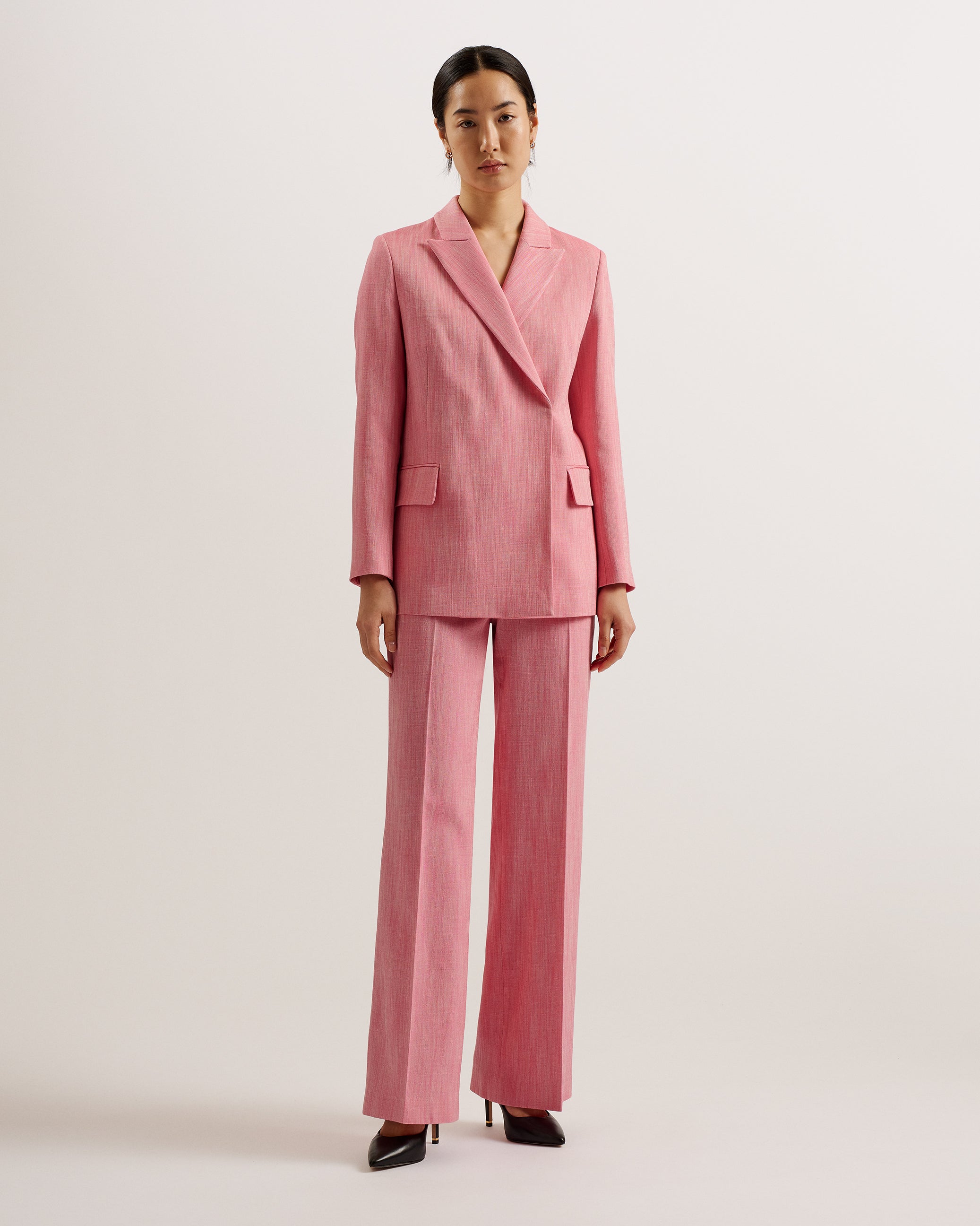 Hirokot Tailored Wide Leg Woven Trousers Pl-Pink