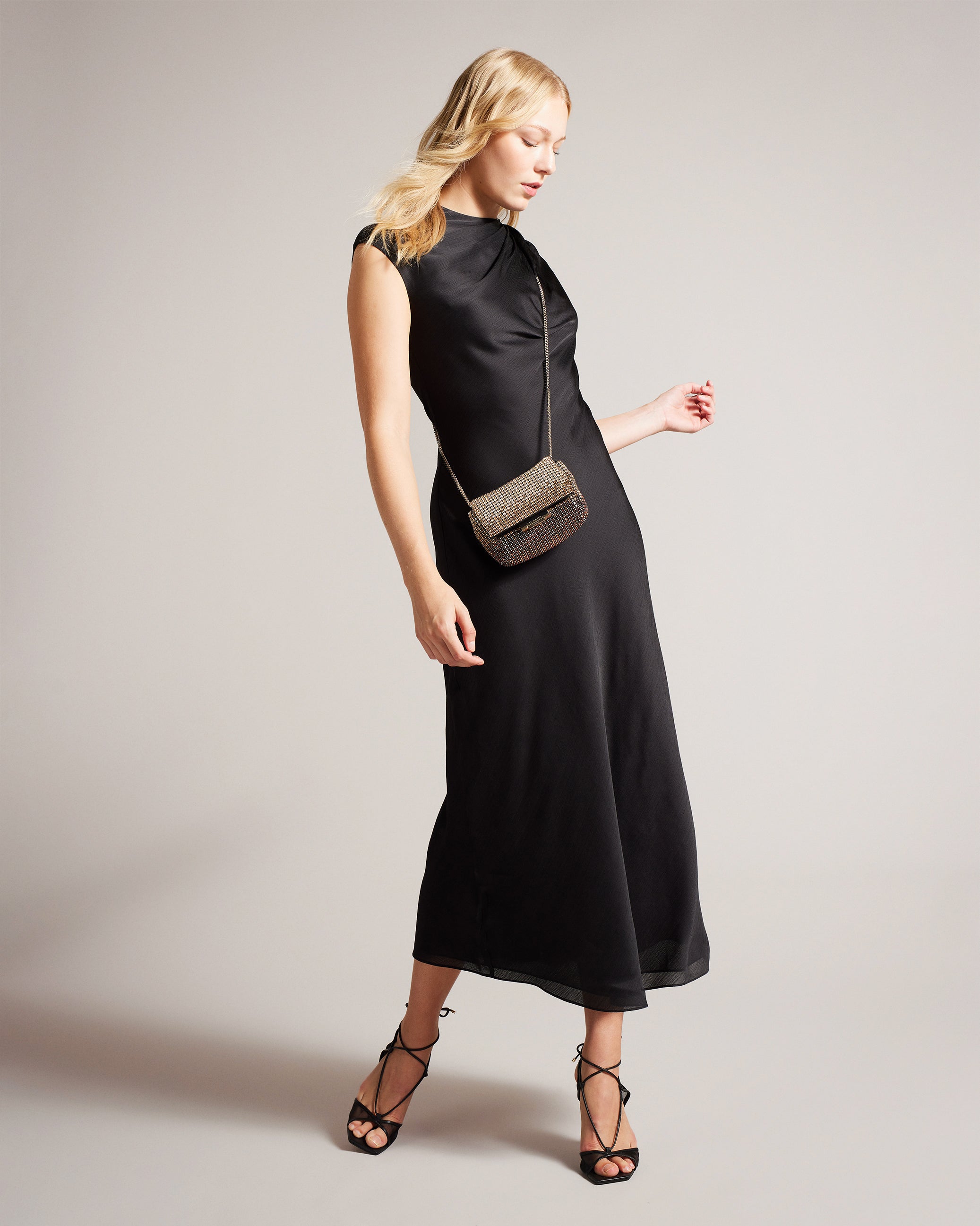 Buy Latinia Textured A-Line Midi Dress Black Ted Baker KSA