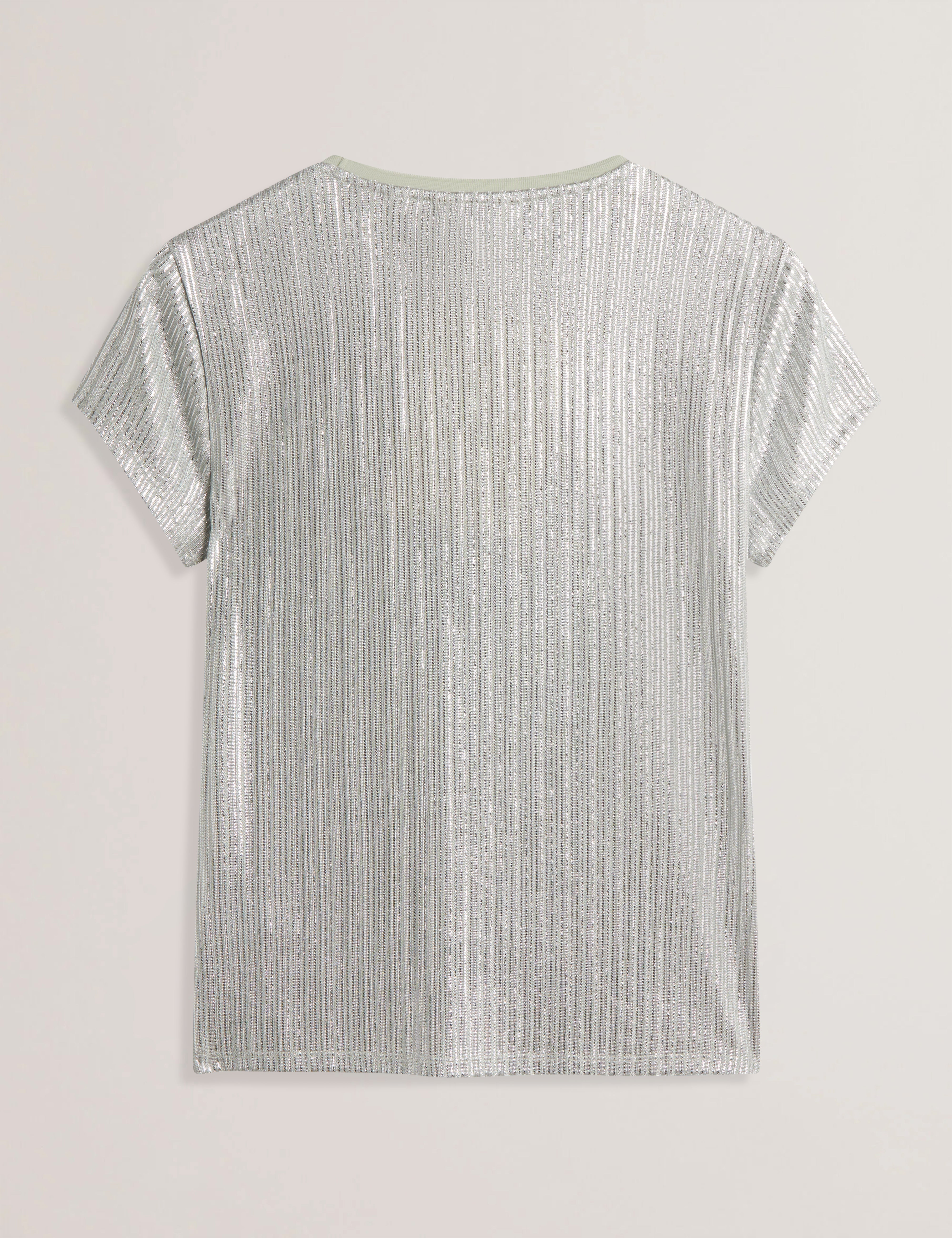 Katrino Metallic Short Sleeve Crew Neck Tee Lt-Green