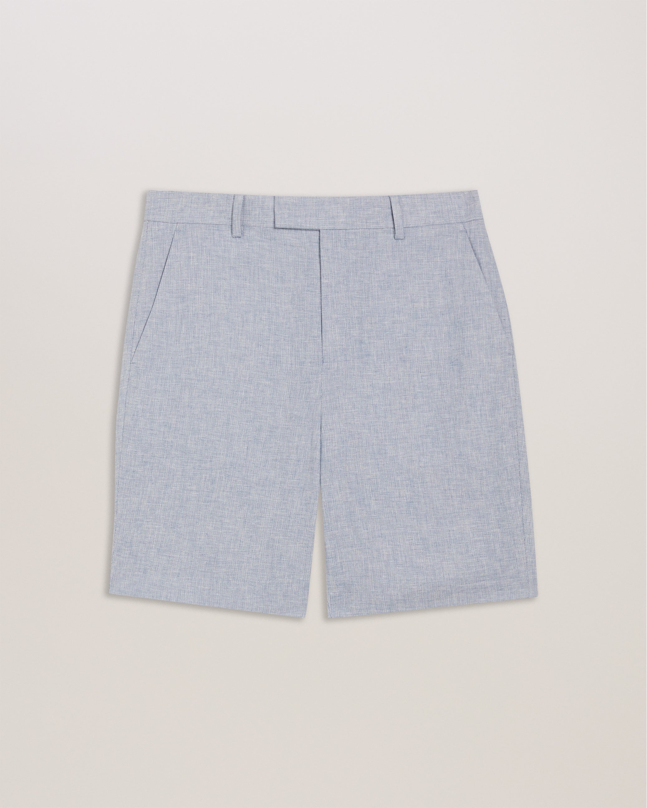 Damasks Slim Cotton Linen Short Lt-Blue