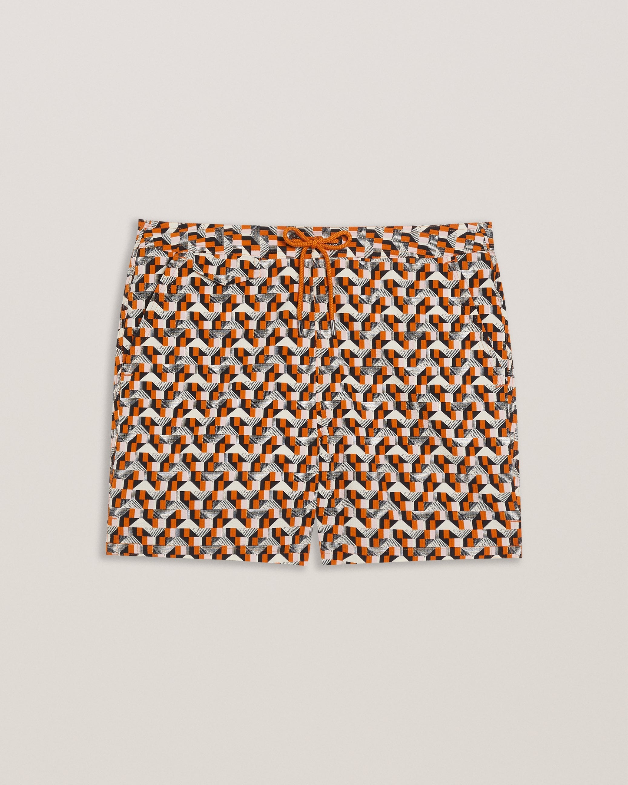 Joris Geometric Seersucker Swimshort Brt-Orange