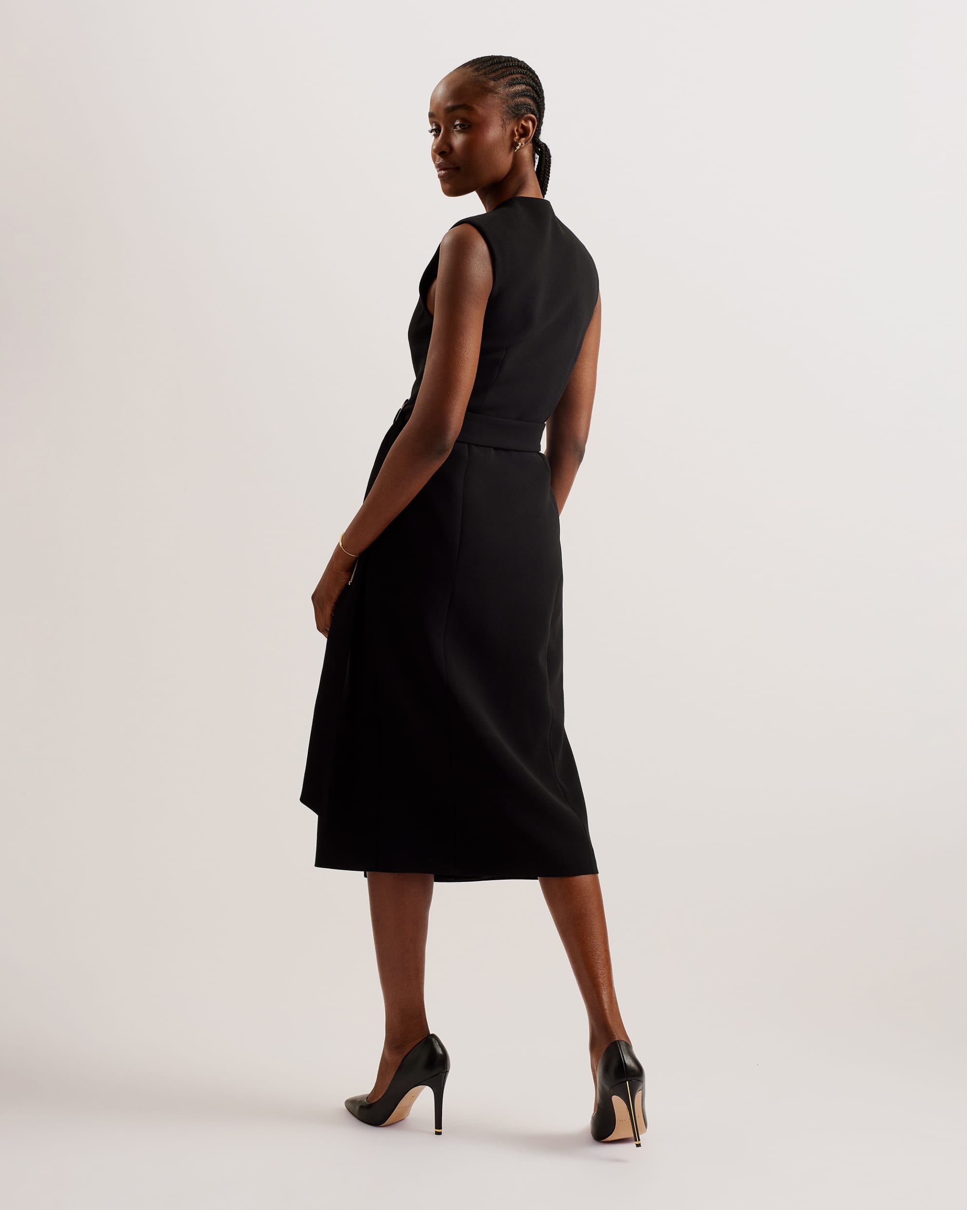 Black tailored midi dress best sale