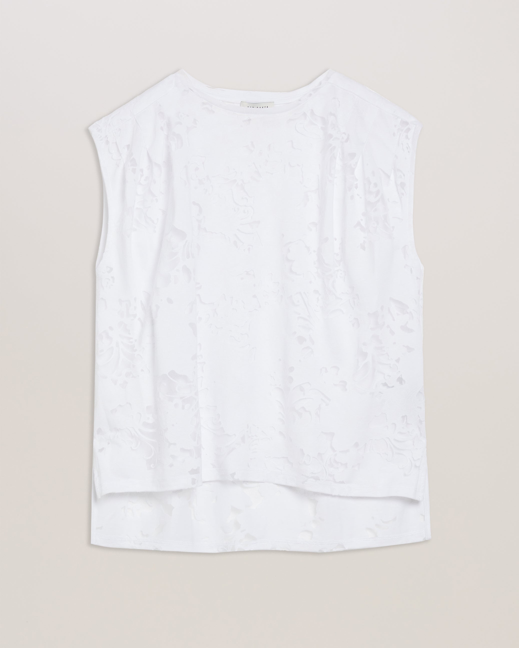 Vleena Printed Burnout Vest Top White